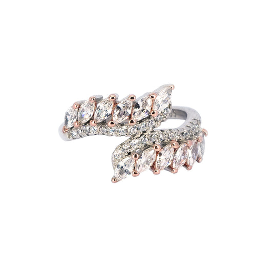 Radiant Petal Bloom CZ Silver Ring