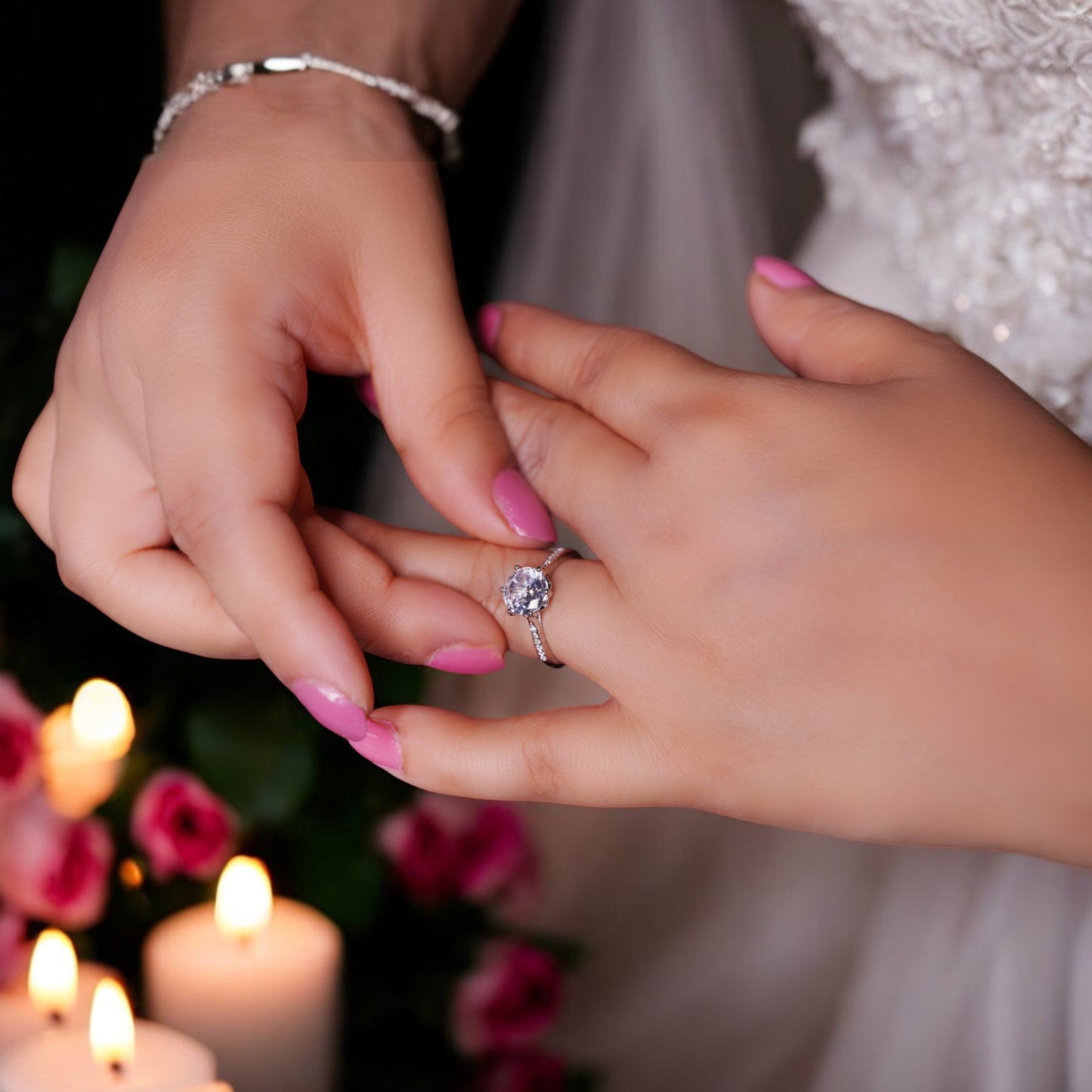 Radiant Solitaire Silver Ring