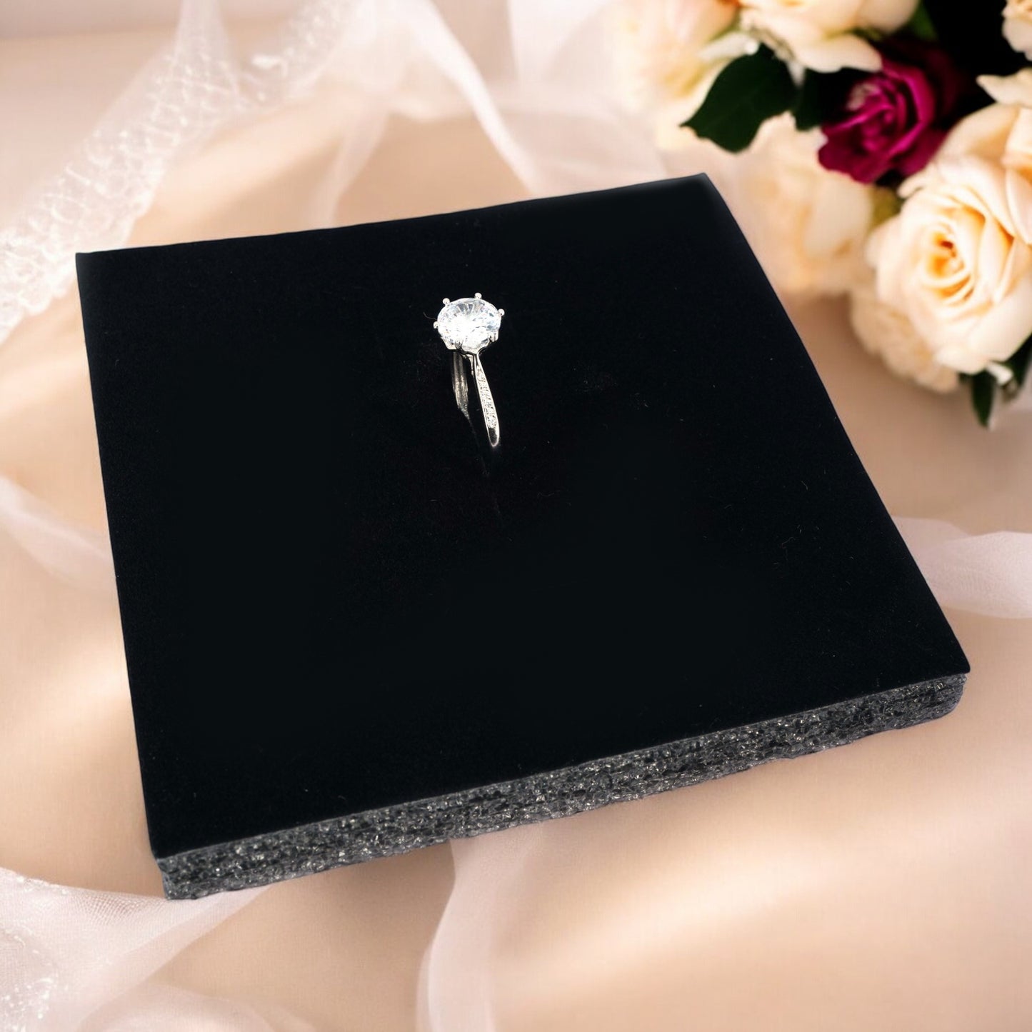 Radiant Solitaire Silver Ring