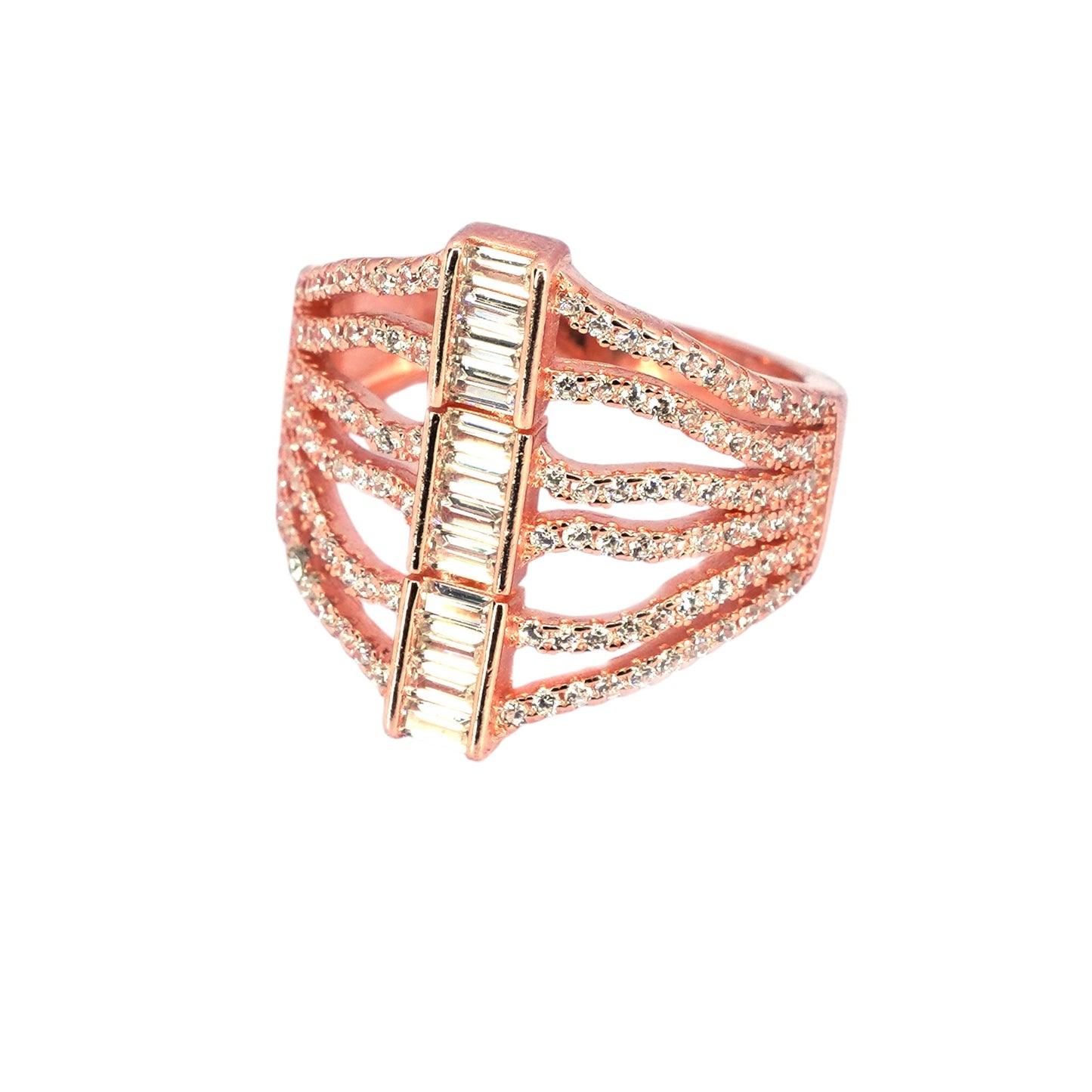 Rose Gold CZ Studded Cocktail Ring