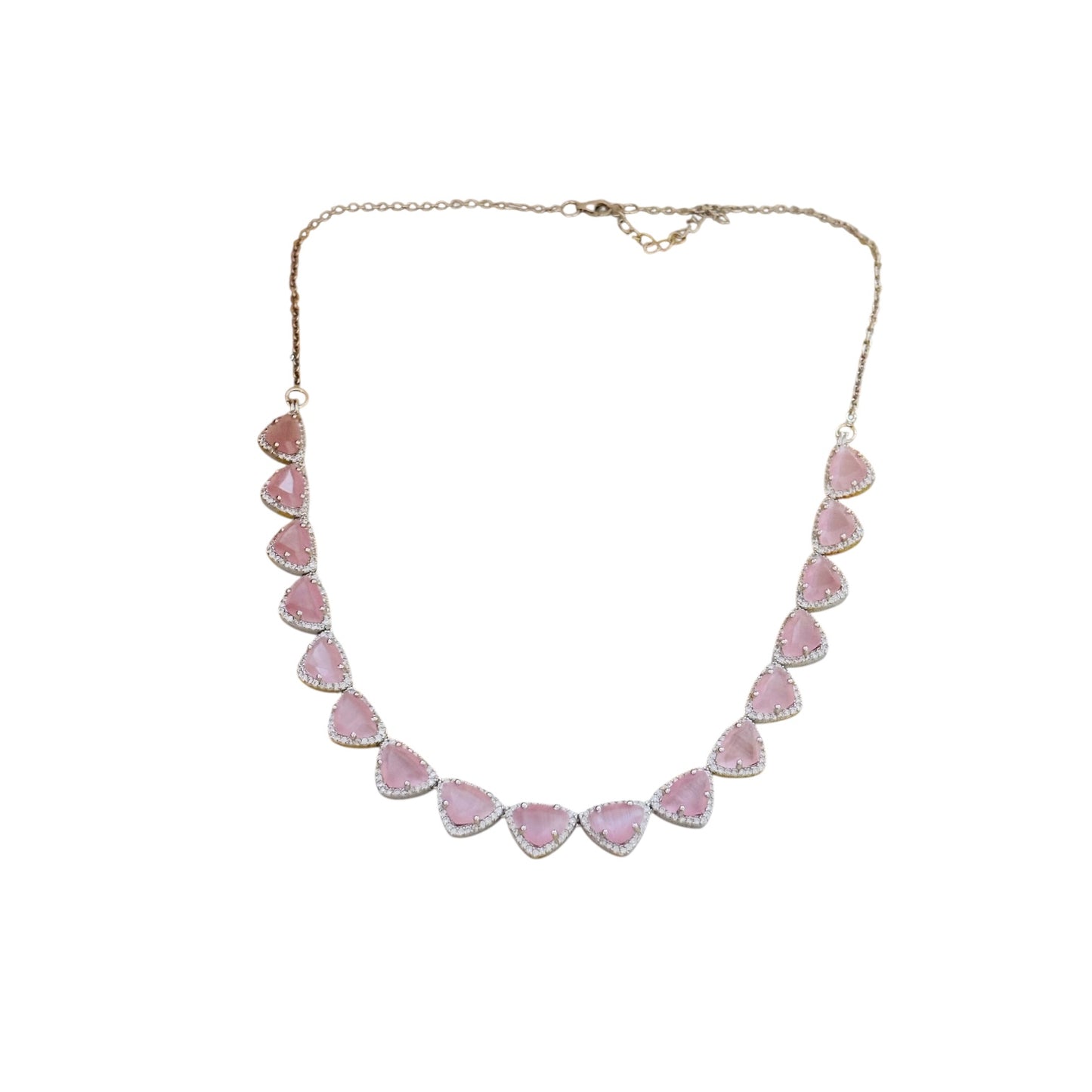 Royal Baby pink Silver Necklace set