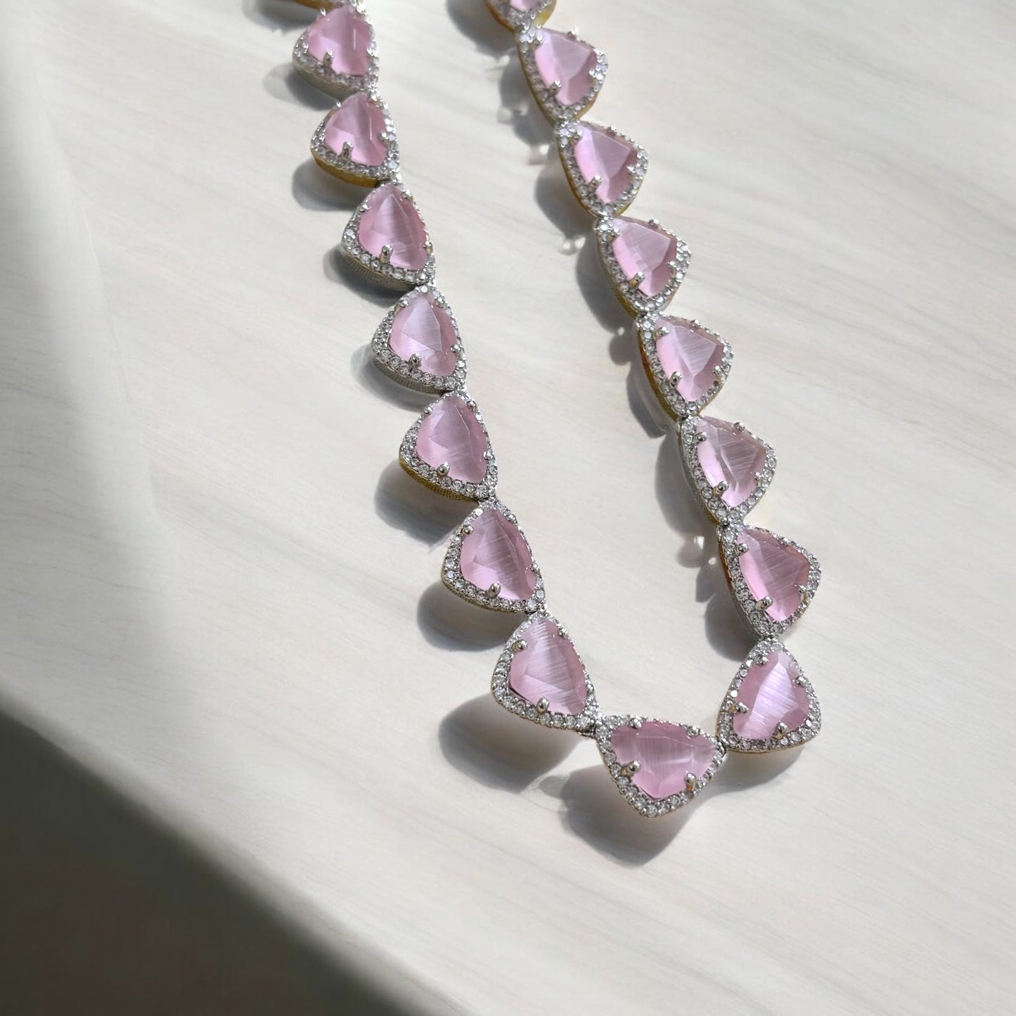Royal Baby pink Silver Necklace set