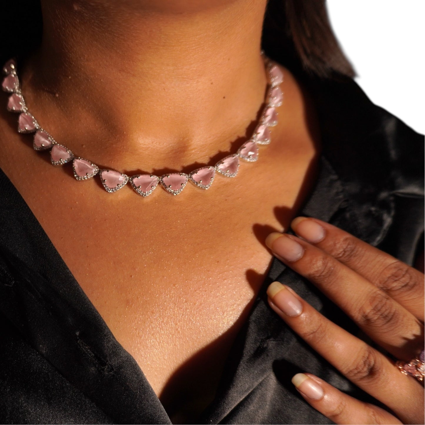 Royal Baby pink Silver Necklace set