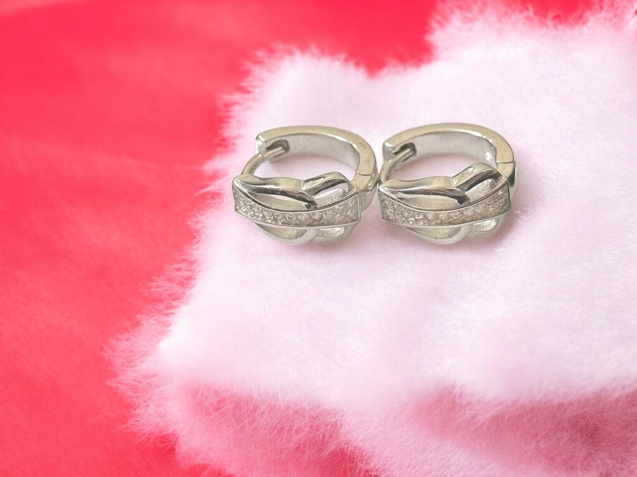 Trendy Hoop CZ Tik Tok Silver Earring