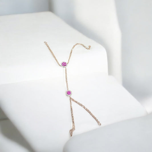 Ruby Rose gold Silver Hathphool Bracelet