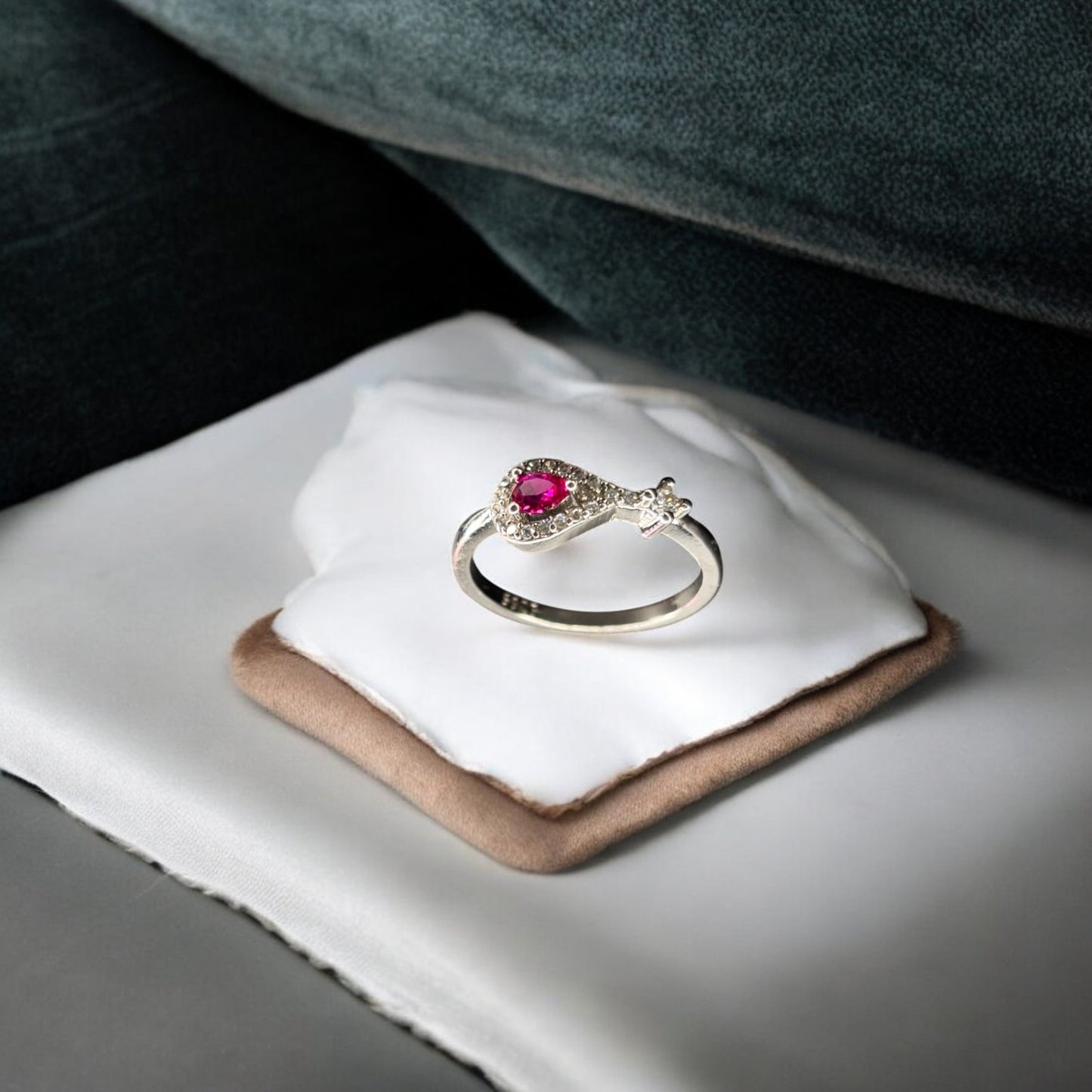 Ruby minimal 925 silver proposal ring