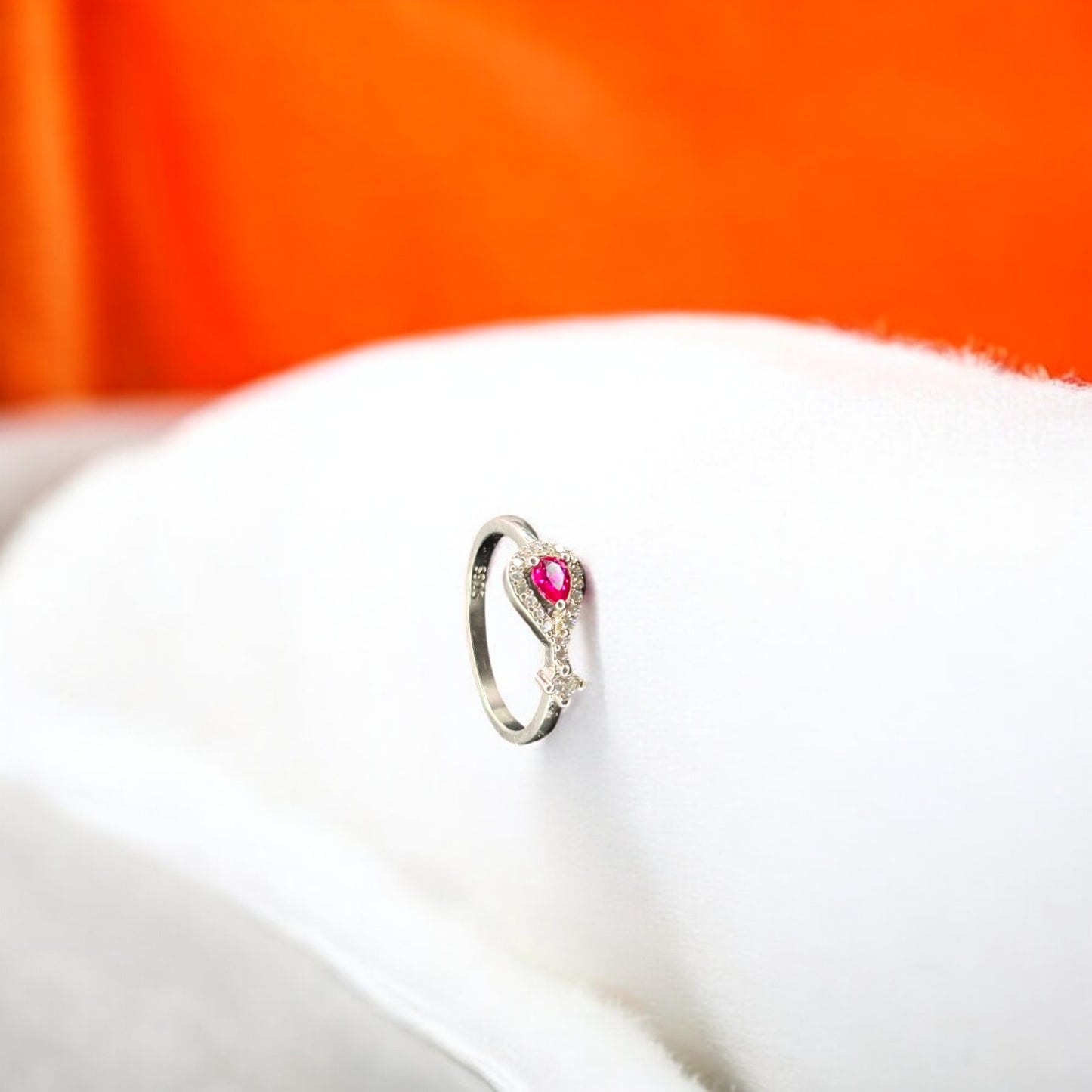 Ruby minimal 925 silver proposal ring
