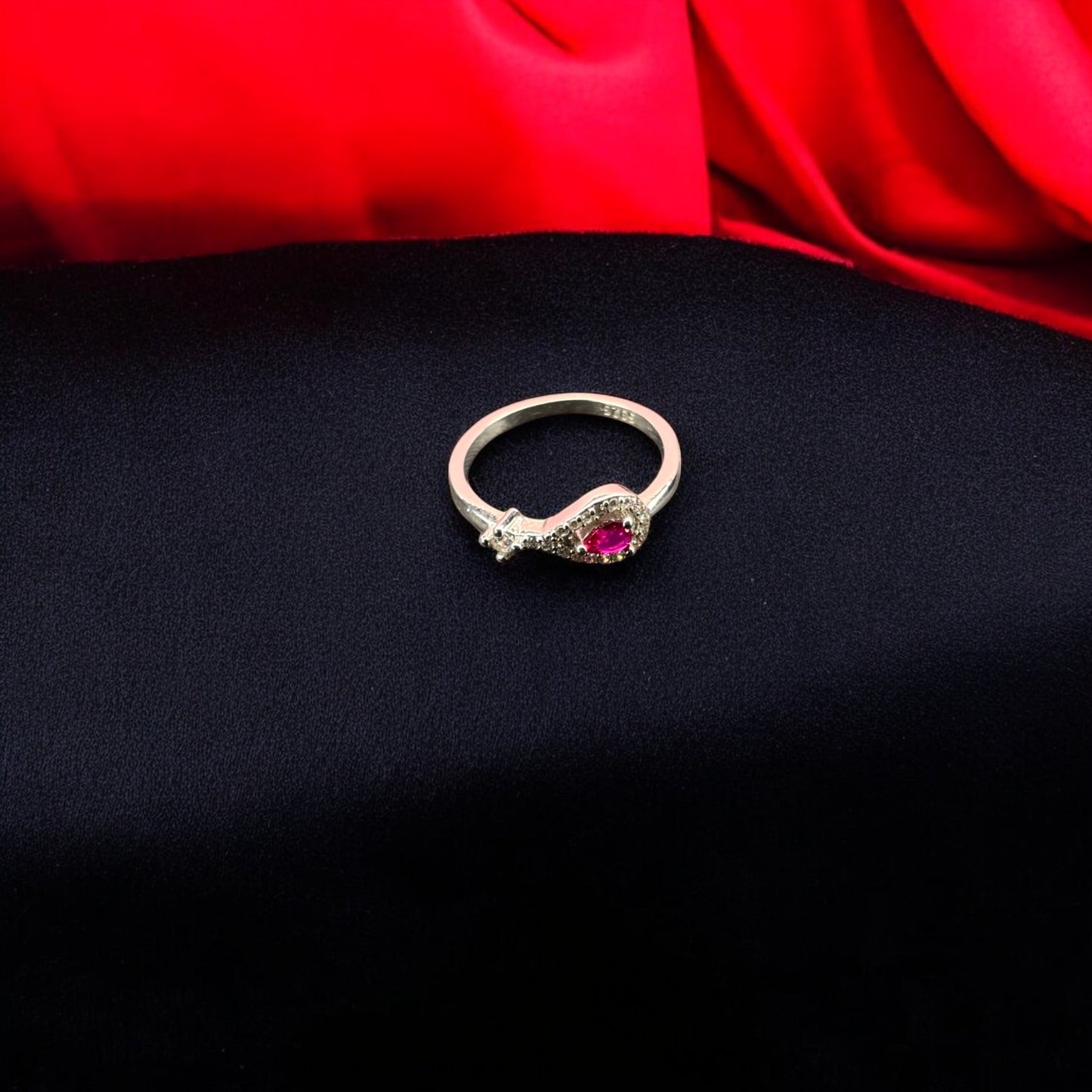 Ruby minimal 925 silver proposal ring