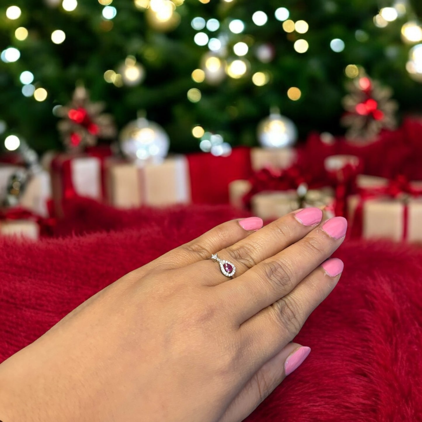 Ruby minimal 925 silver proposal ring