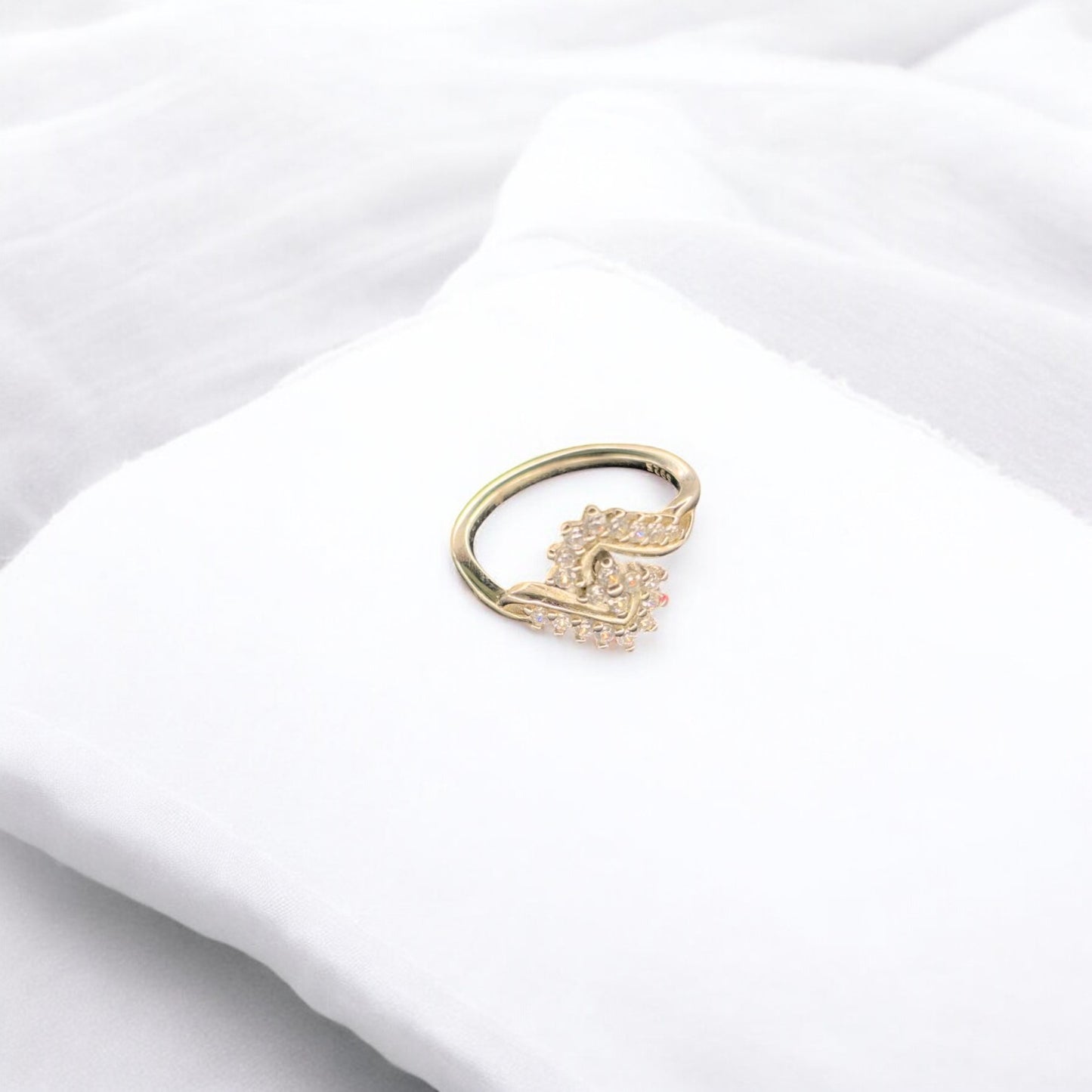 S shaped CZ 925 silver ring