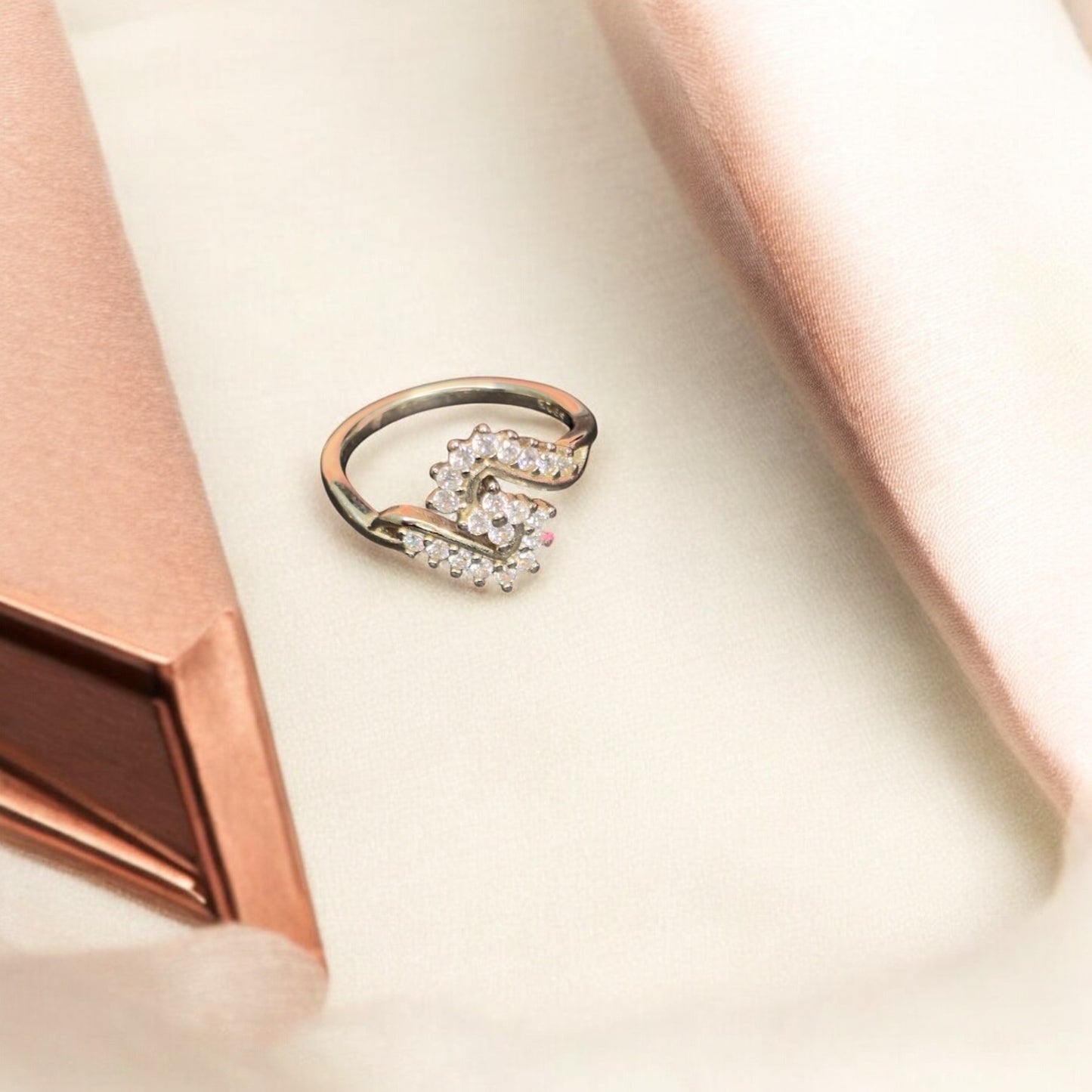 S shaped CZ 925 silver ring
