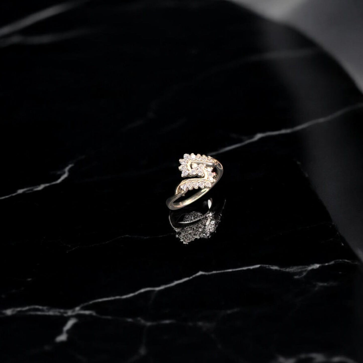 S shaped CZ 925 silver ring