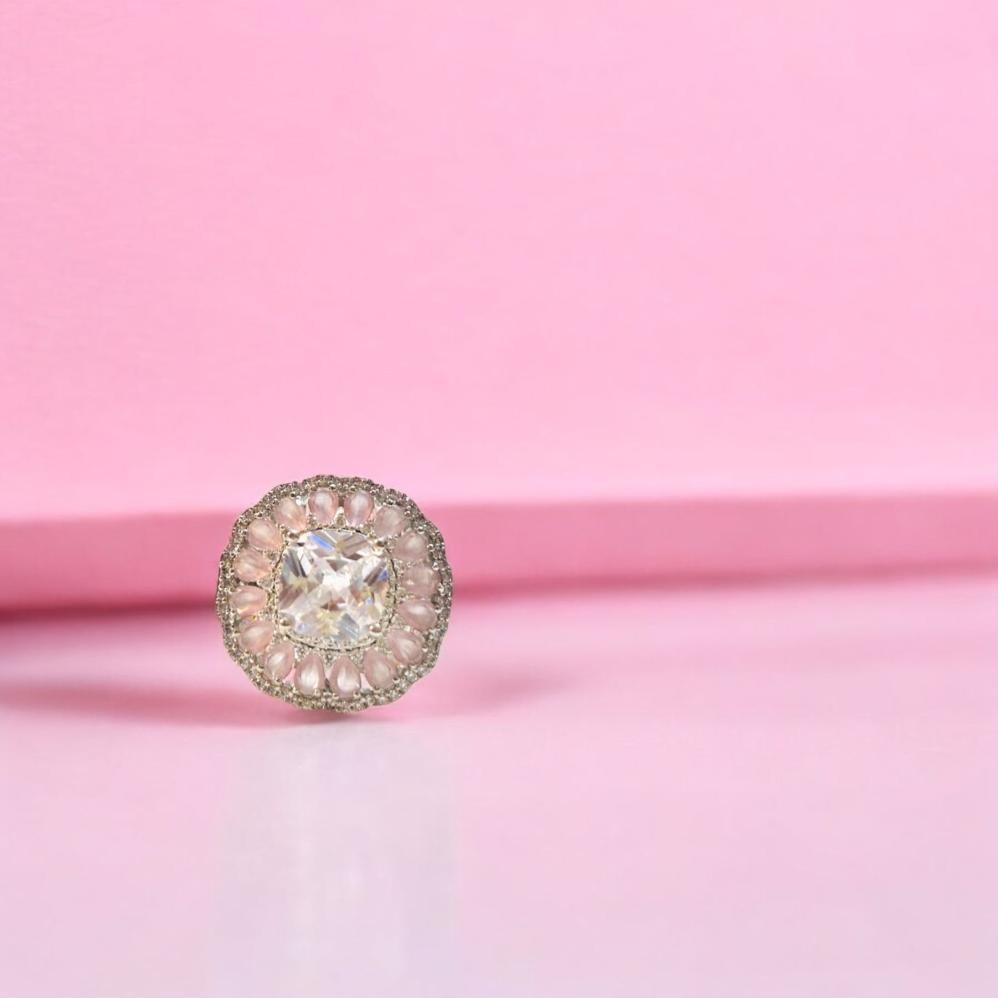 Sapphire studded diamond Cocktail adjustable ring