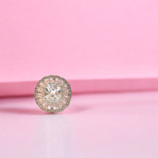 Sapphire studded diamond Cocktail adjustable ring