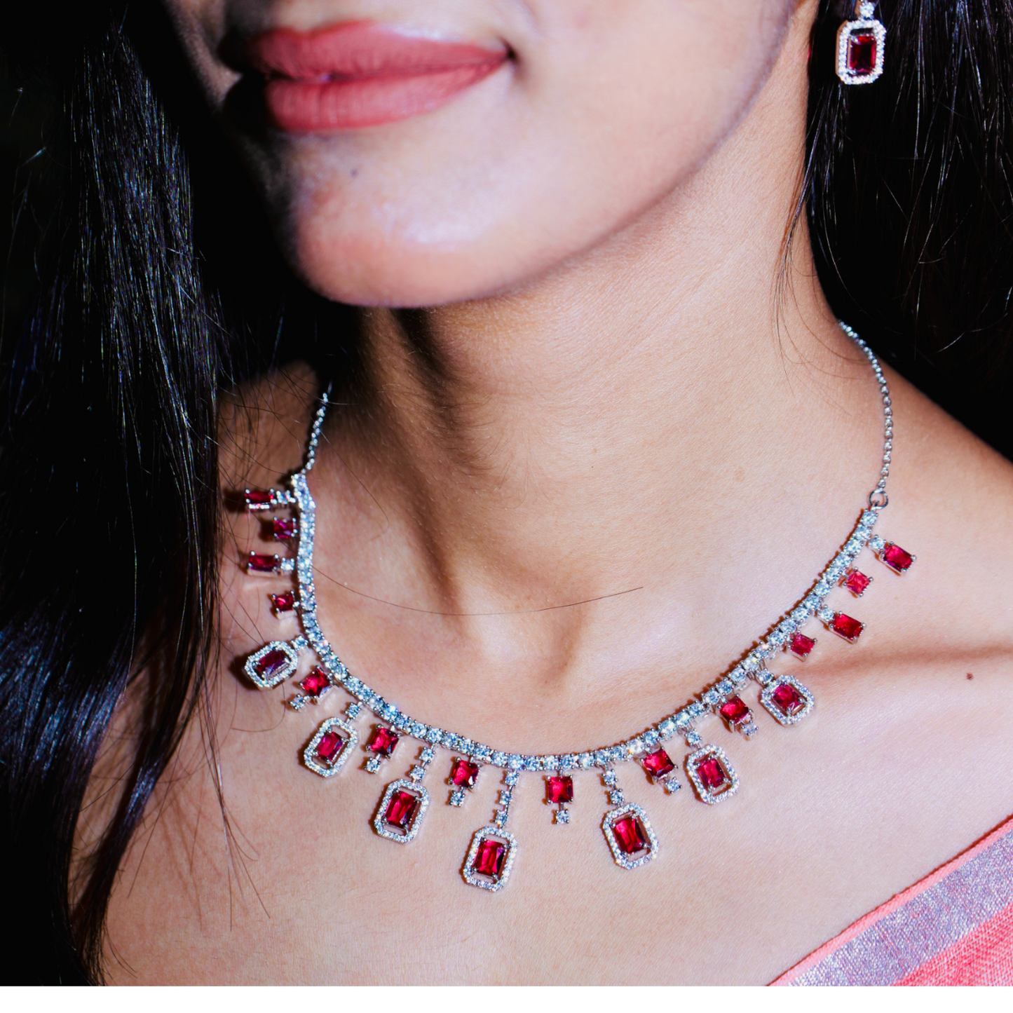 Shining Ruby Necklace set