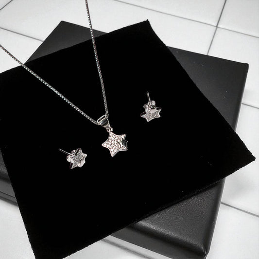 Shining star silver pendant set