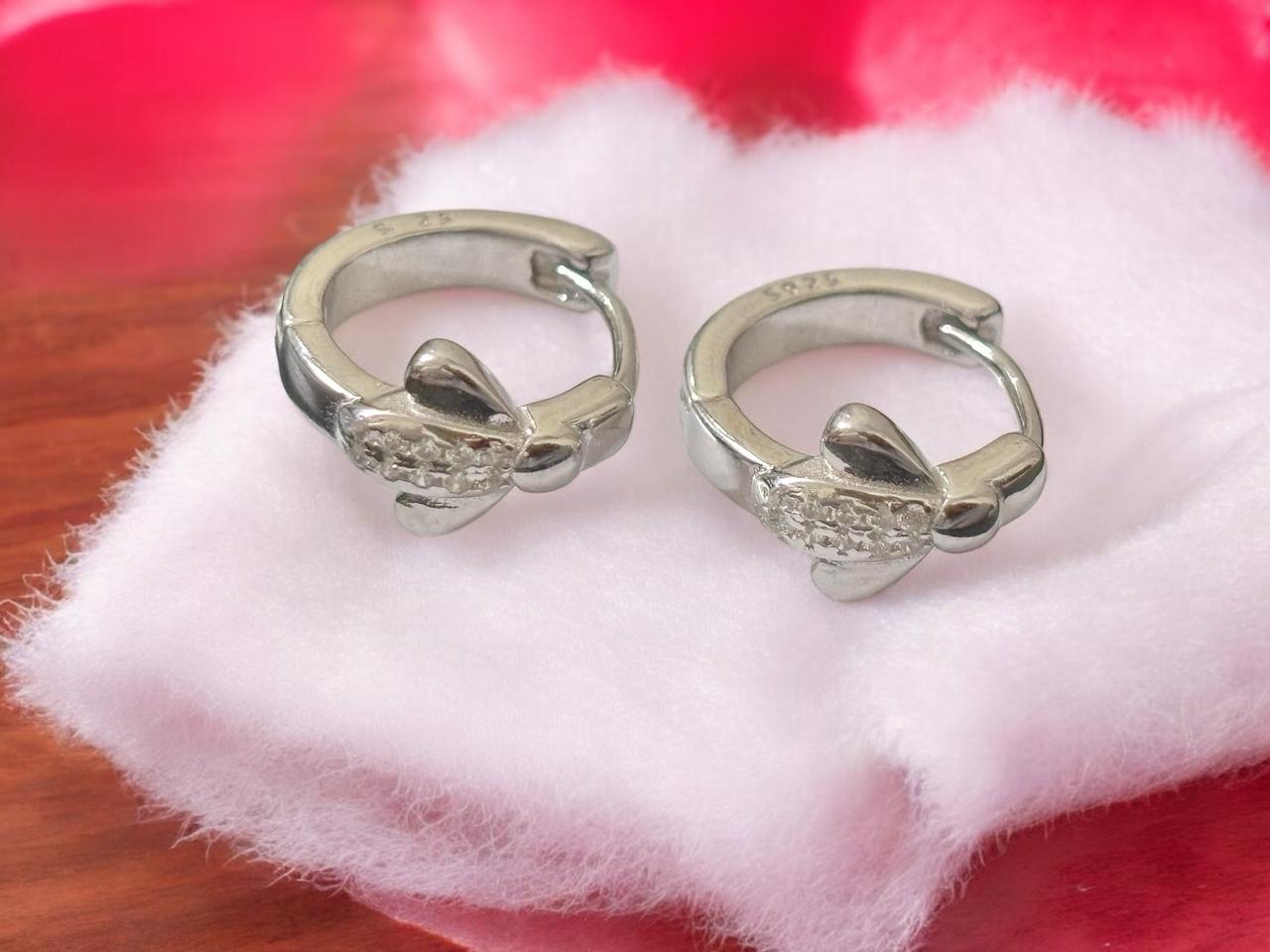 Silver Bee CZ Hoop Tik Tok Earring
