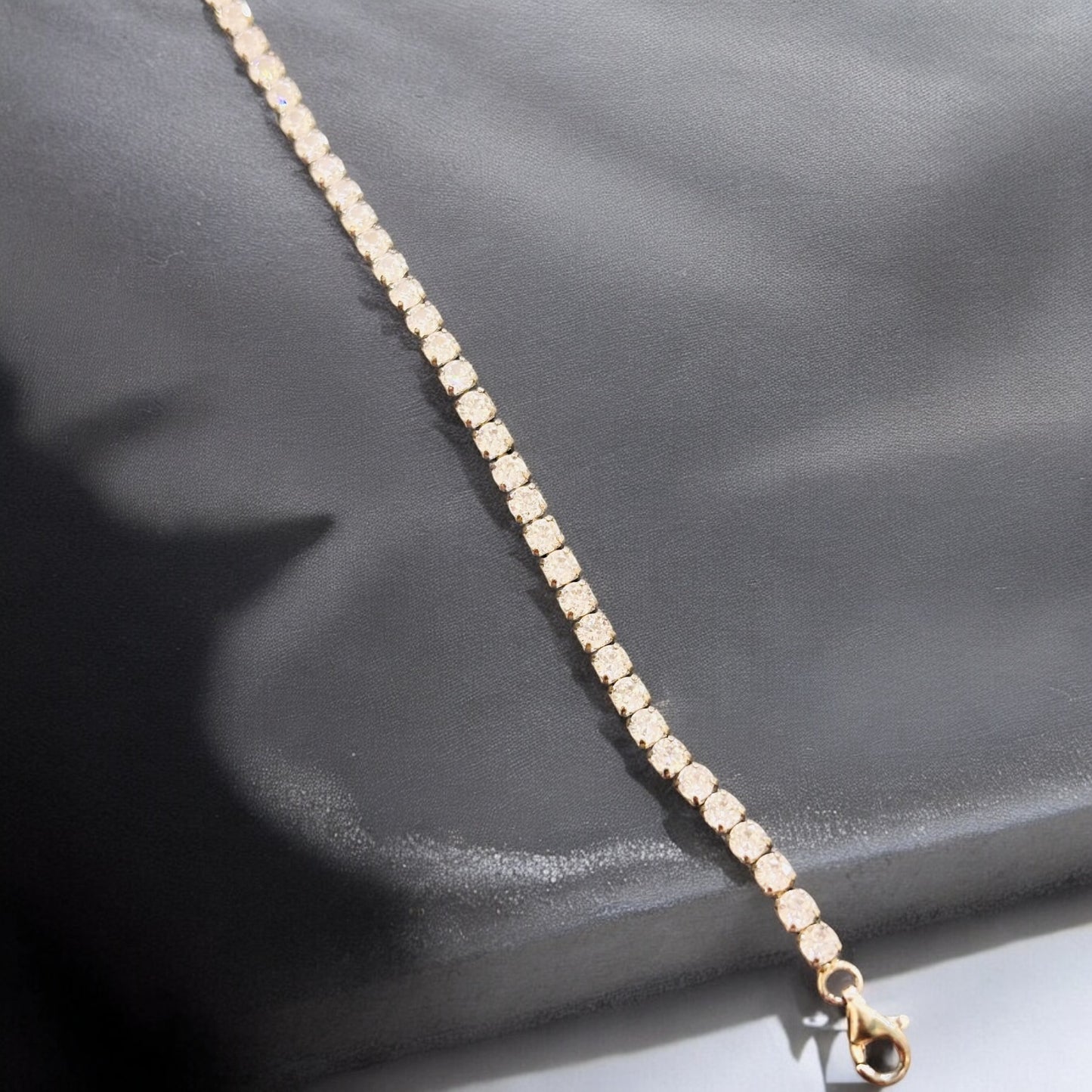 Silver CZ studded adjustable tennis bracelet
