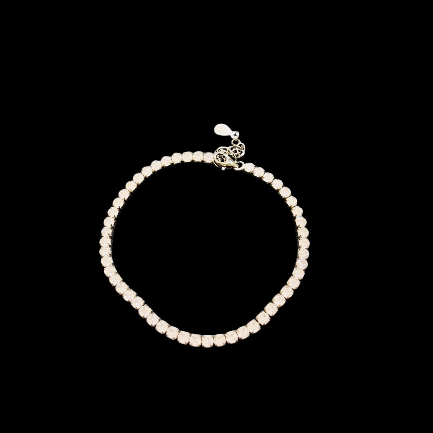 Silver CZ studded adjustable tennis bracelet