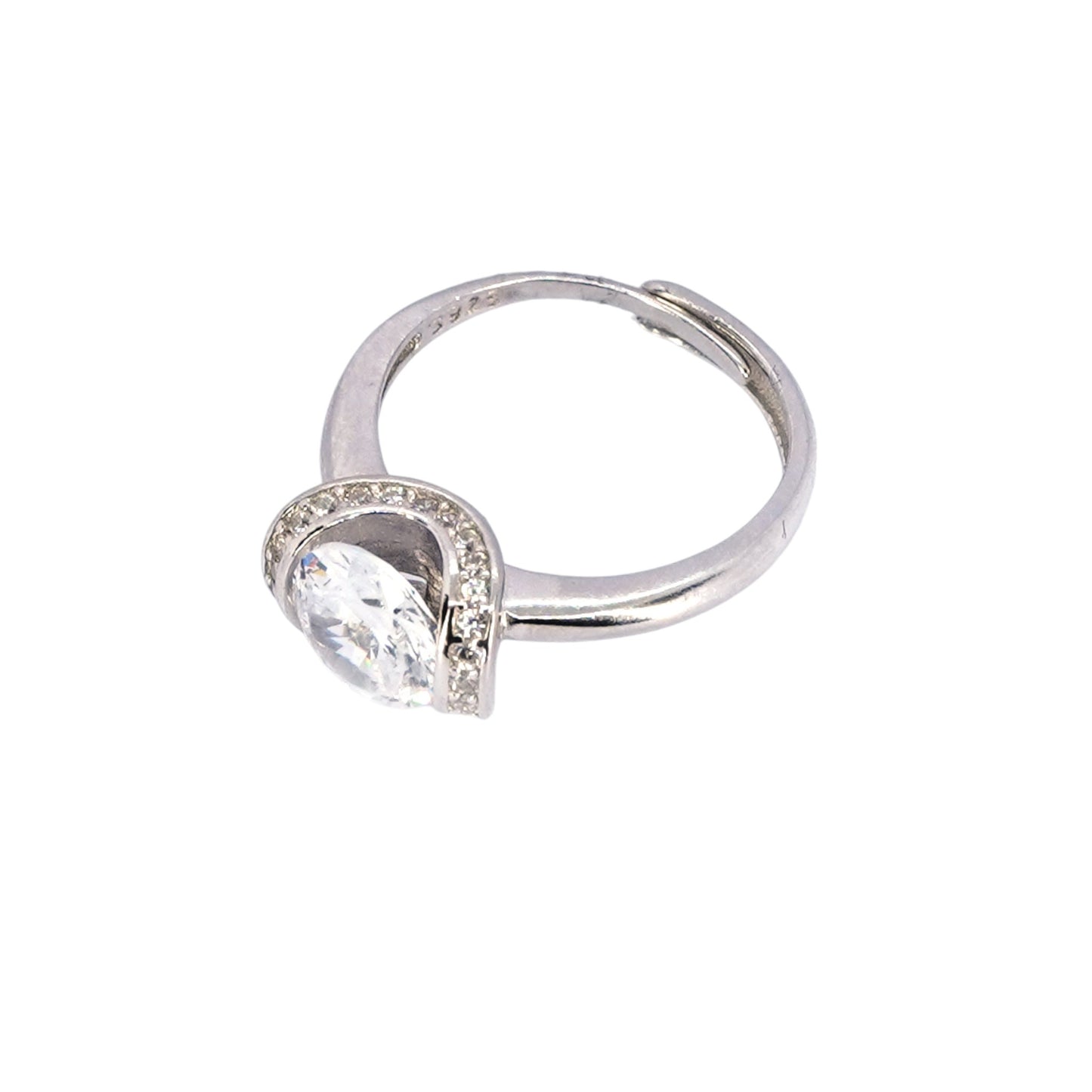 Silver Moon Studded Adjustable Ring