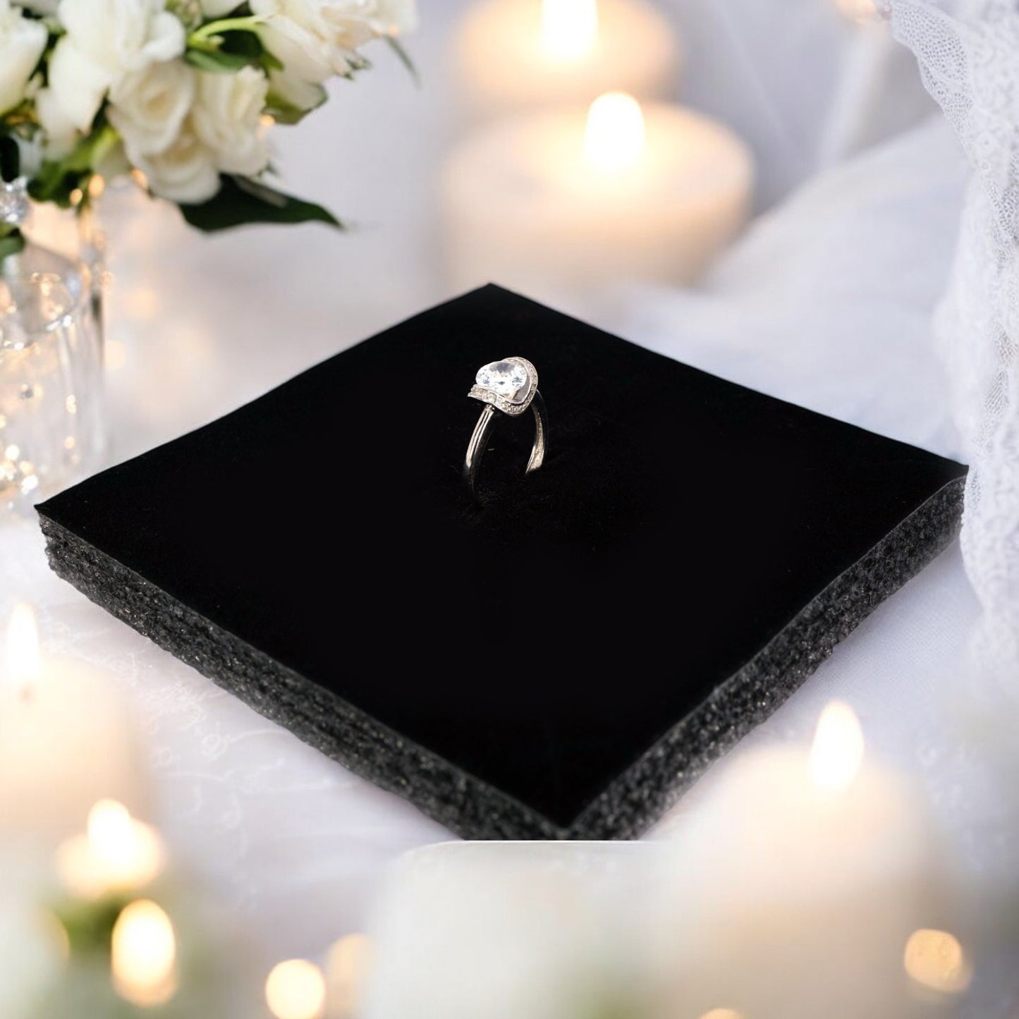 Silver Moon Studded Adjustable Ring