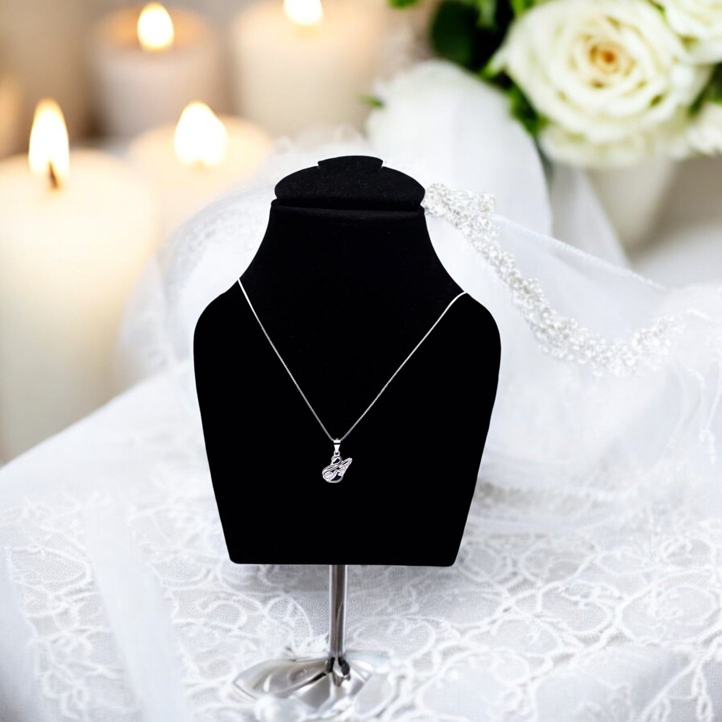 Silver Swan Pendant with Chain