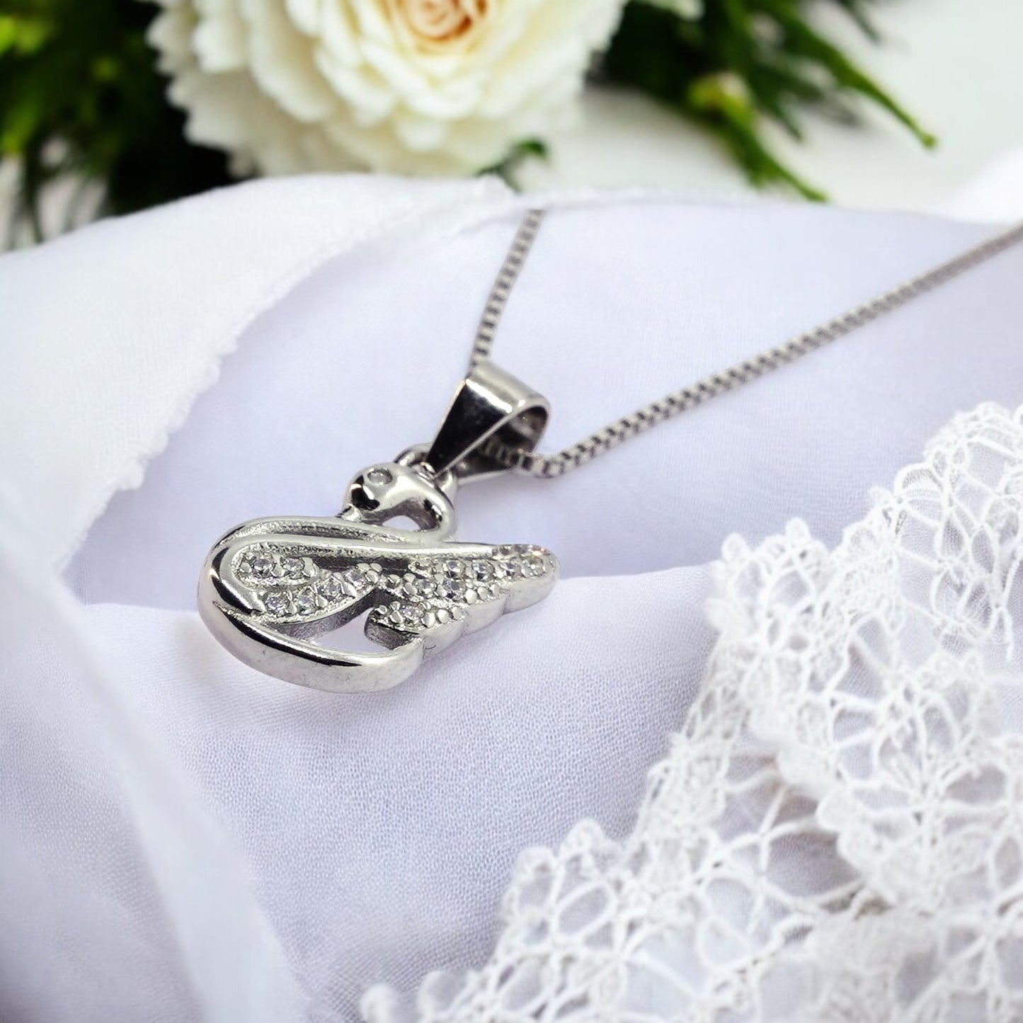 Silver Swan Pendant with Chain
