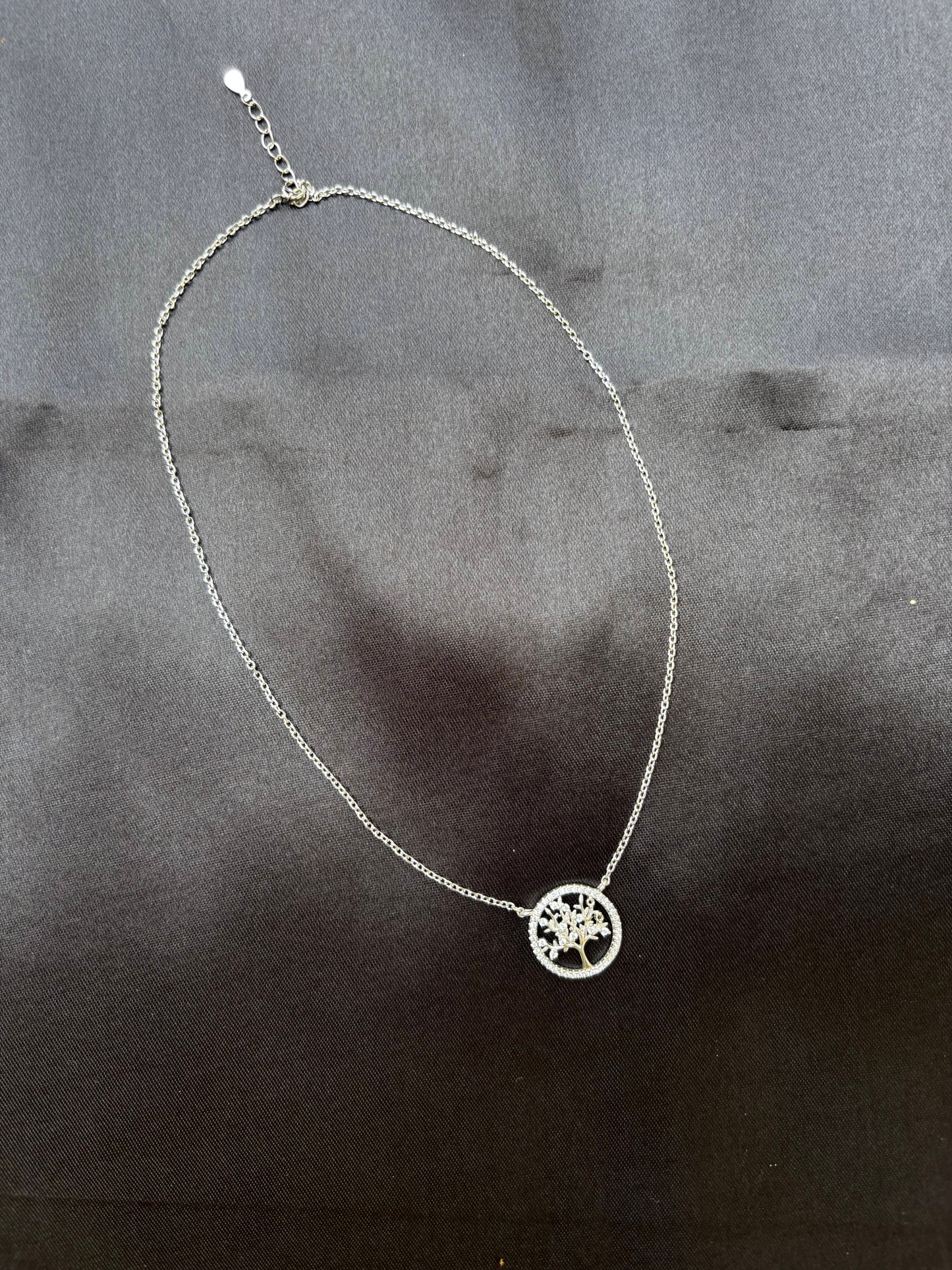 Silver Tree Pendant with box chain