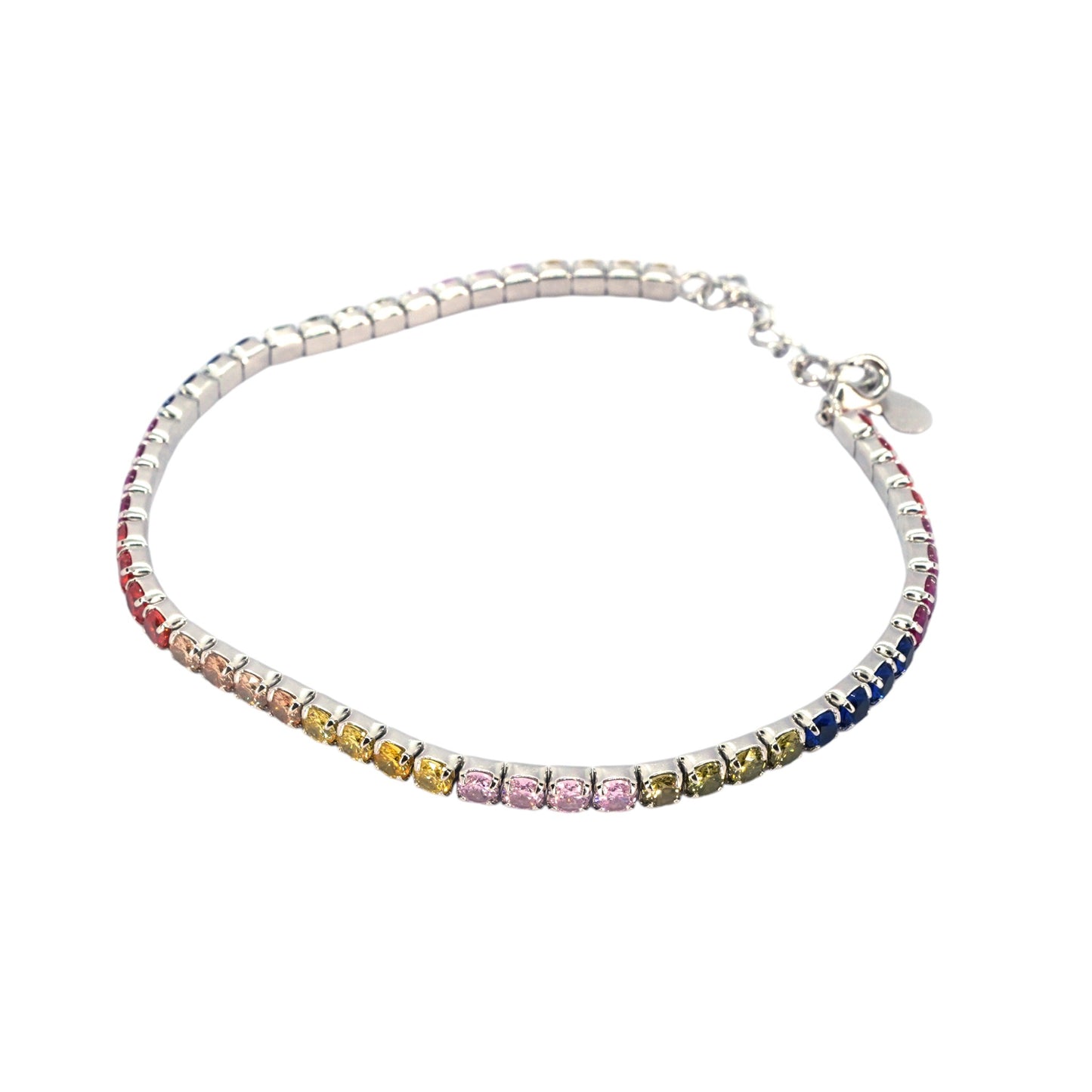 Silver Zircon Rainbow tennis bracelet