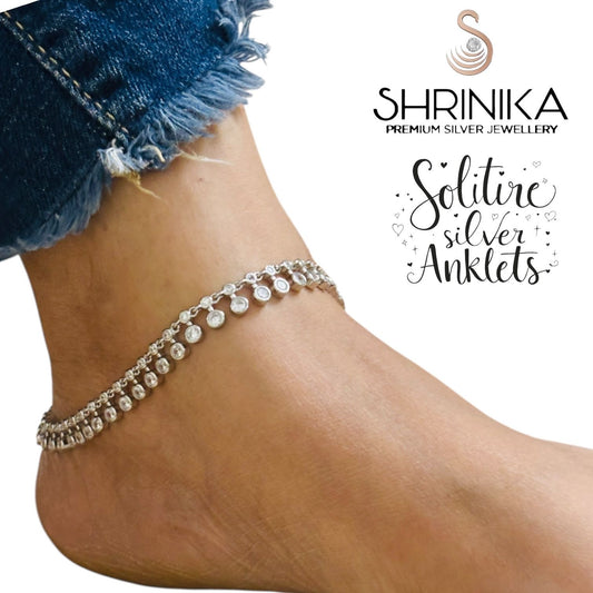 Solitaire Charm 925 sterling silver Anklet