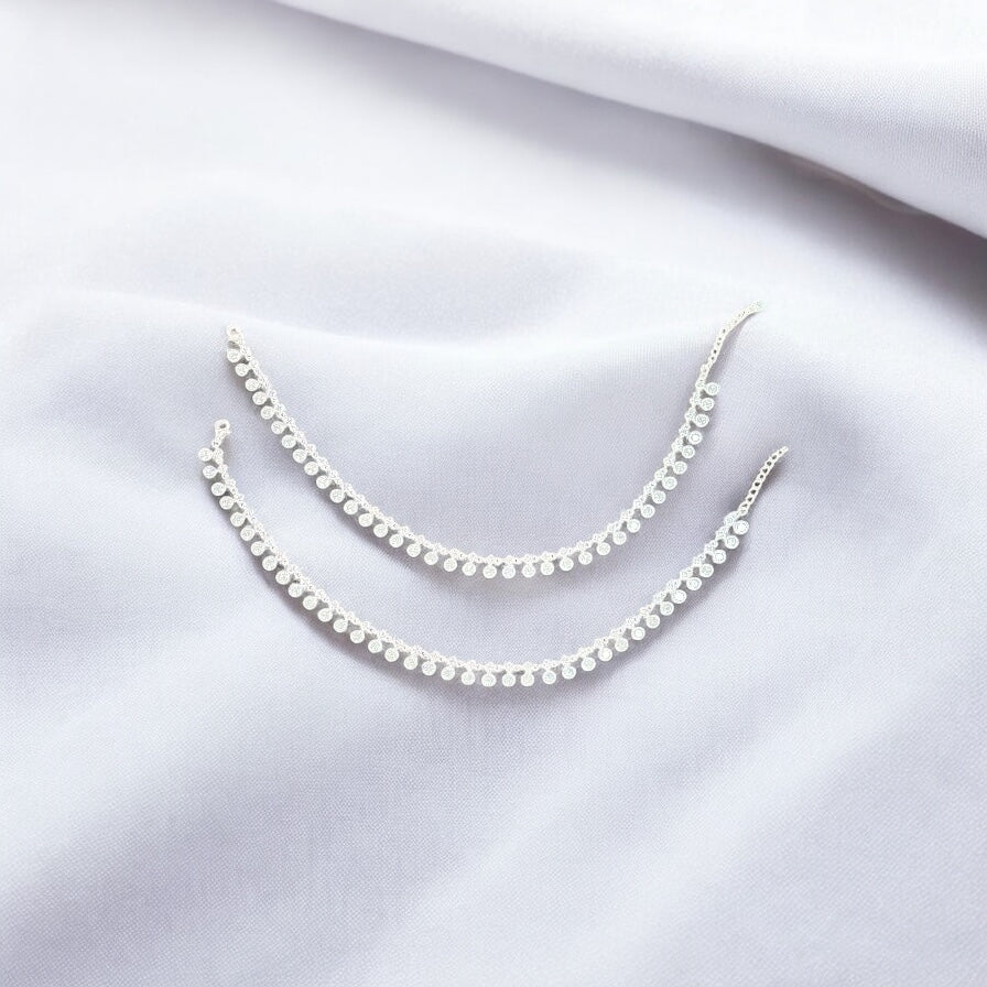 Solitaire Charms 925 Silver Anklet