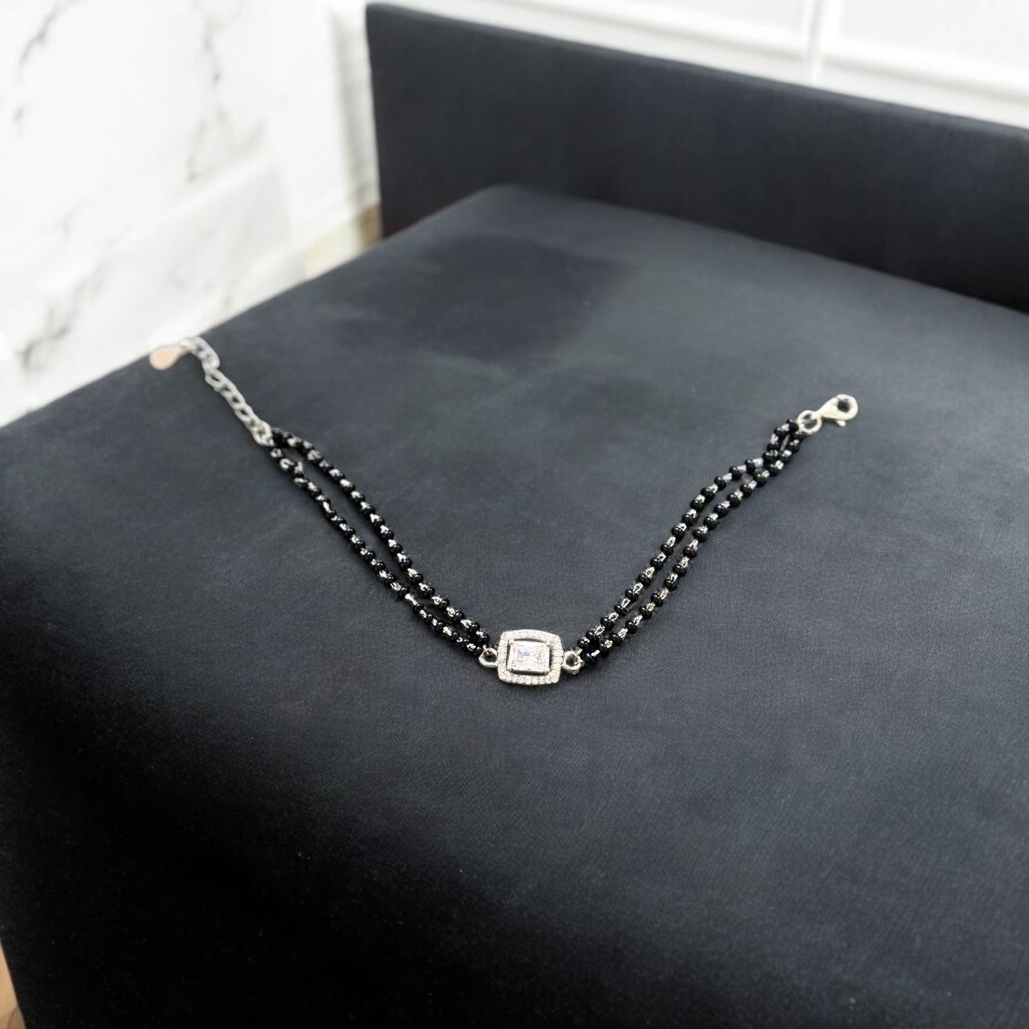 Solitaire Stone silver Mangalsutra Bracelet