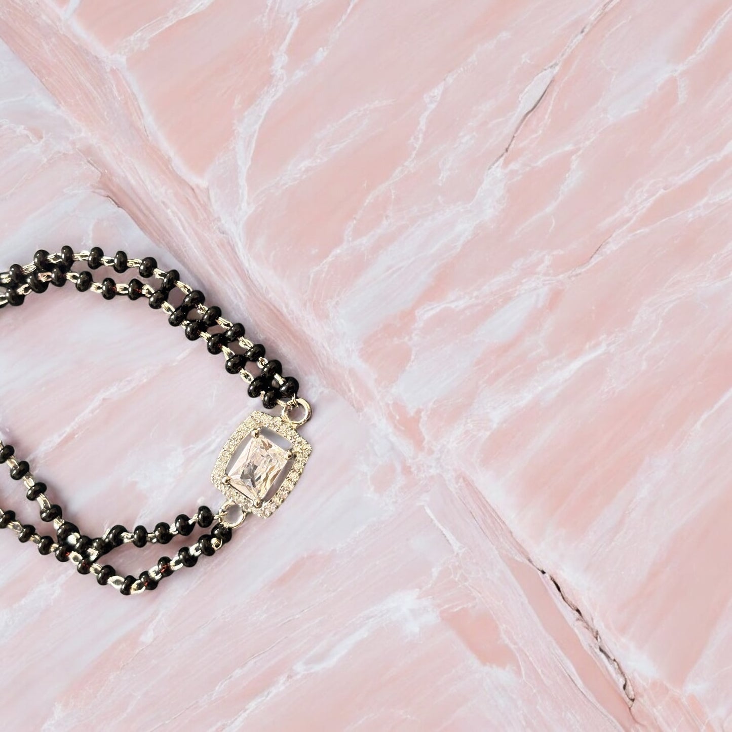 Solitaire Stone silver Mangalsutra Bracelet