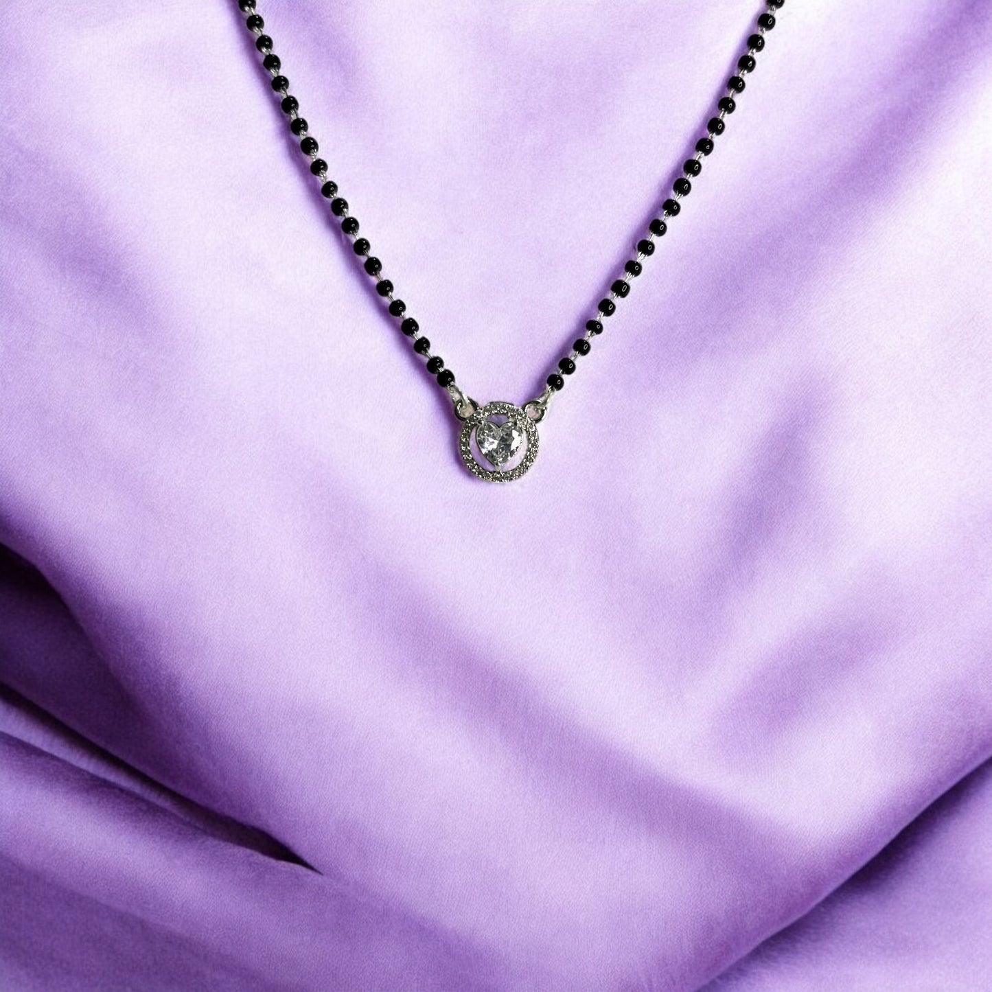Solitaire in heart silver Mangalsutra Necklace
