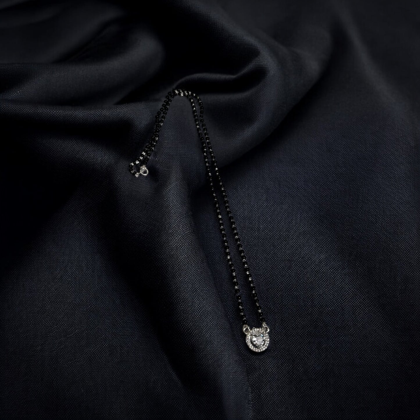 Solitaire in heart silver Mangalsutra Necklace
