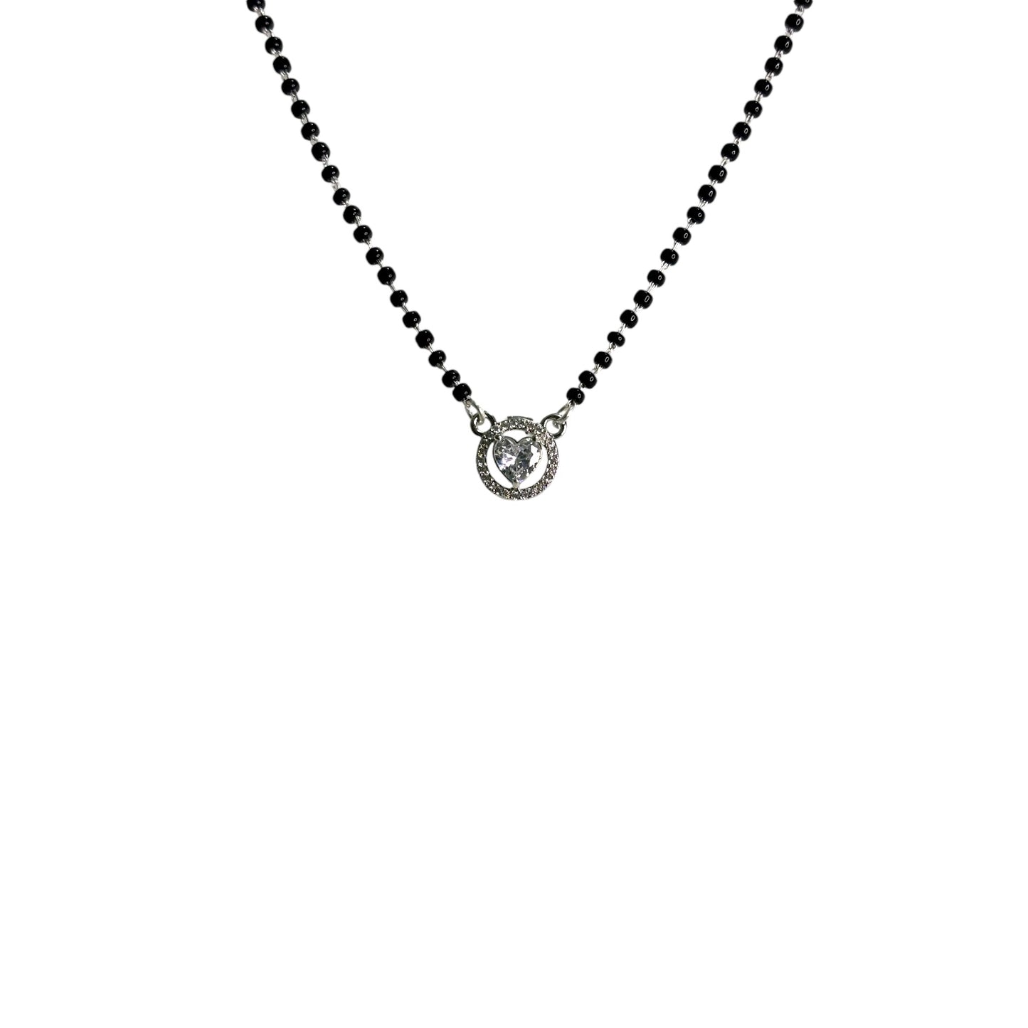 Solitaire in heart silver Mangalsutra Necklace
