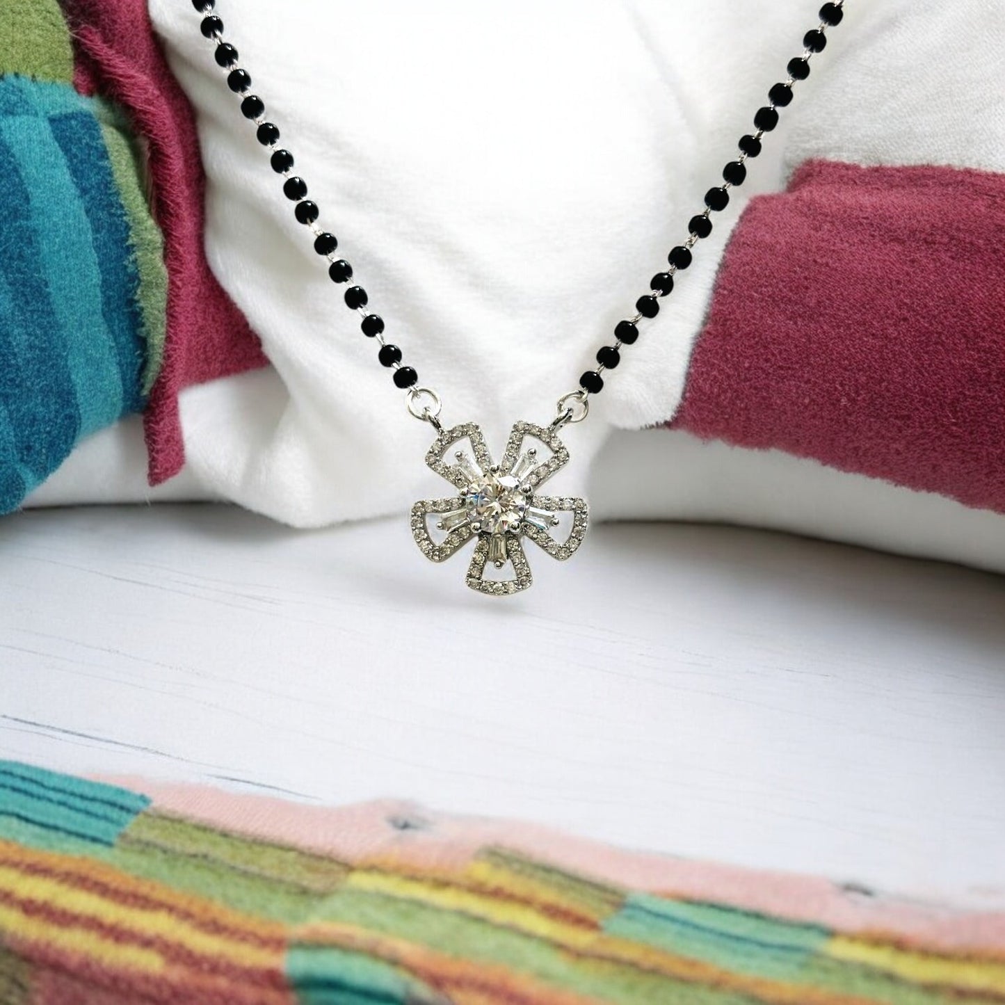 Sparking solitaire silver Mangalsutra Necklace