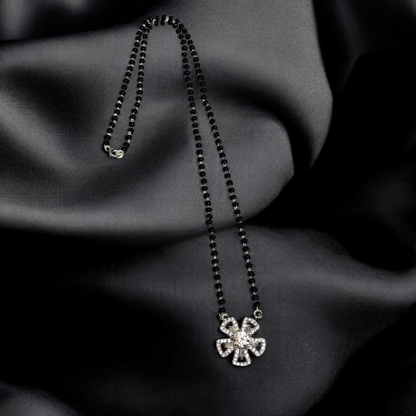 Sparking solitaire silver Mangalsutra Necklace