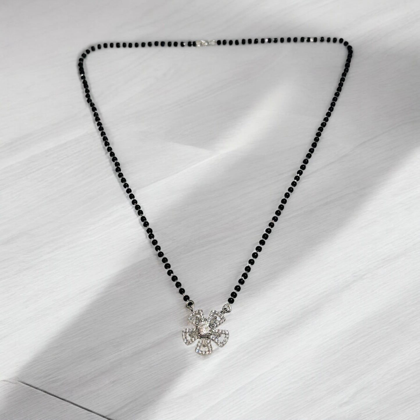 Sparking solitaire silver Mangalsutra Necklace