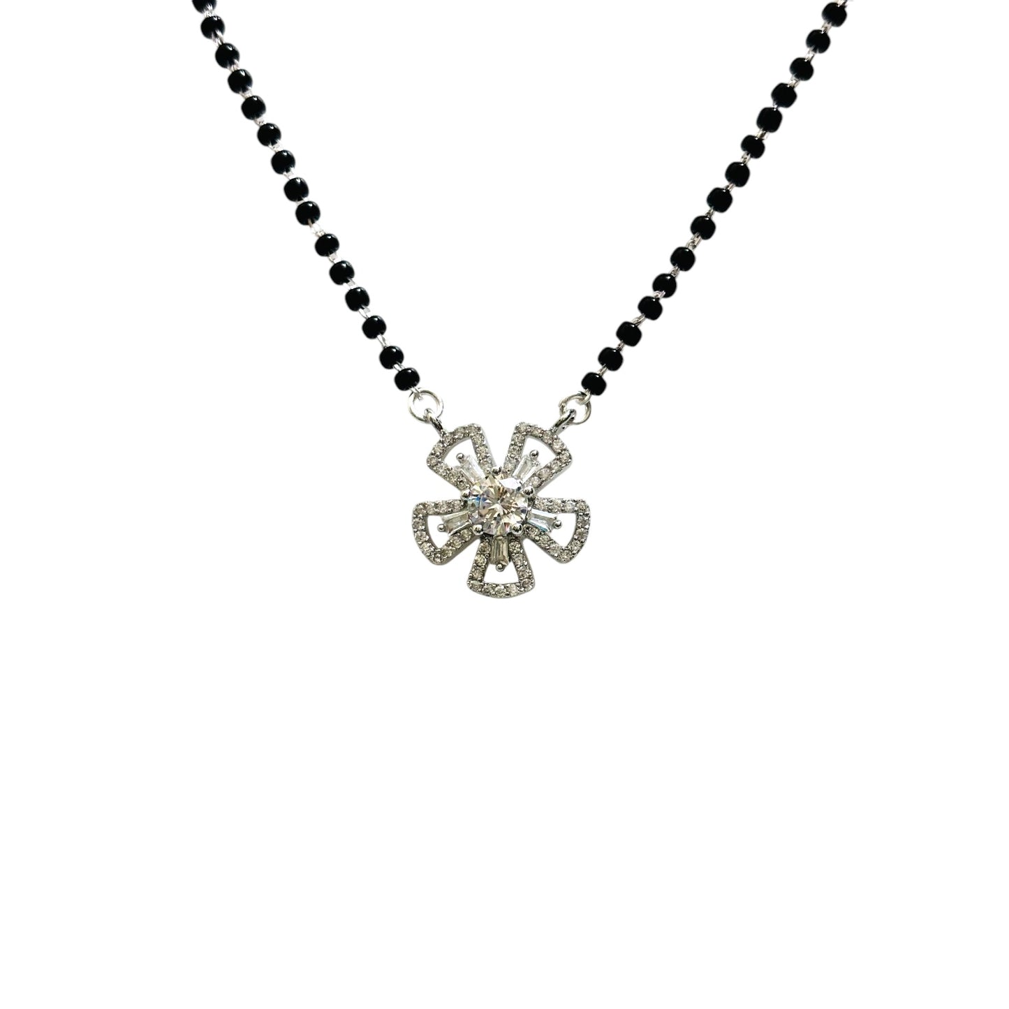 Sparking solitaire silver Mangalsutra Necklace
