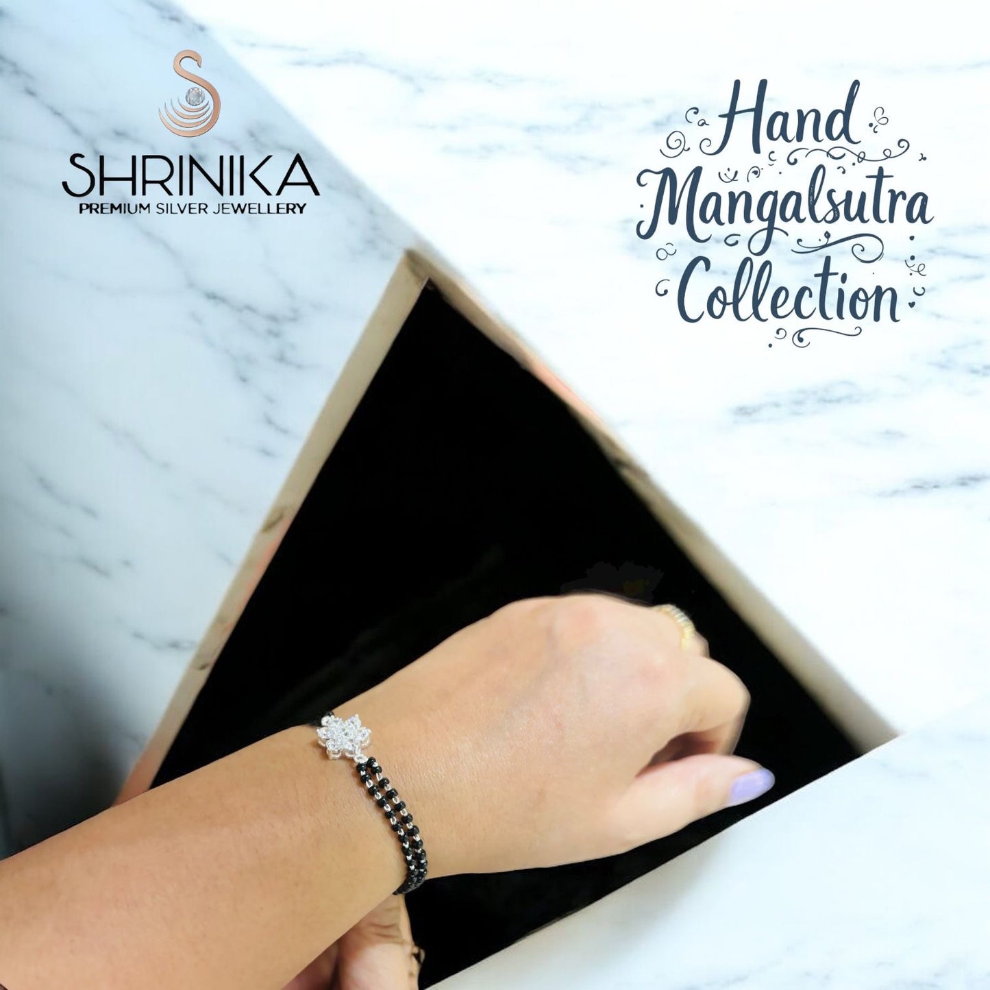 Sparkling Flower Silver Hand Mangalsutra
