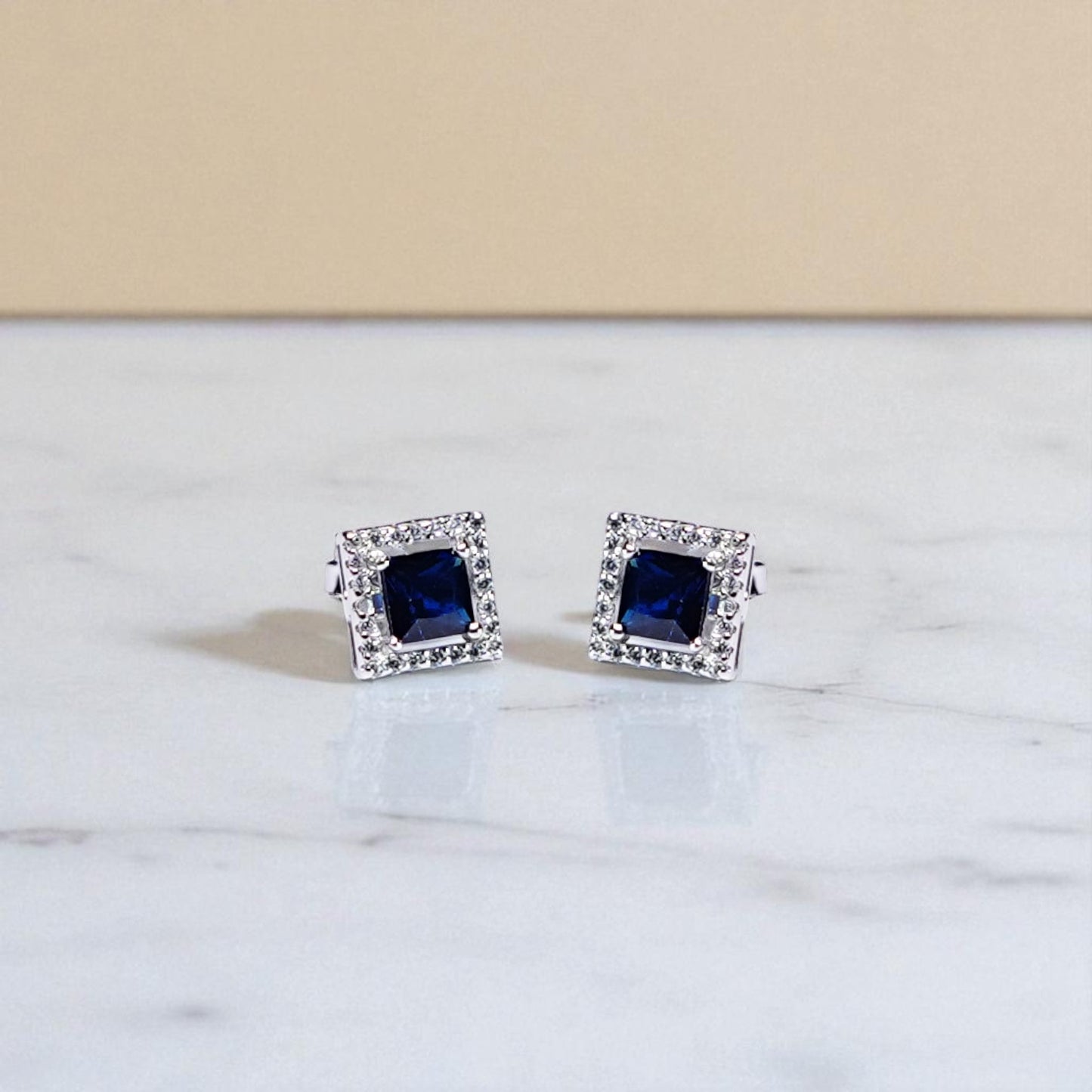 Square Cut Precious stone Pendant Set