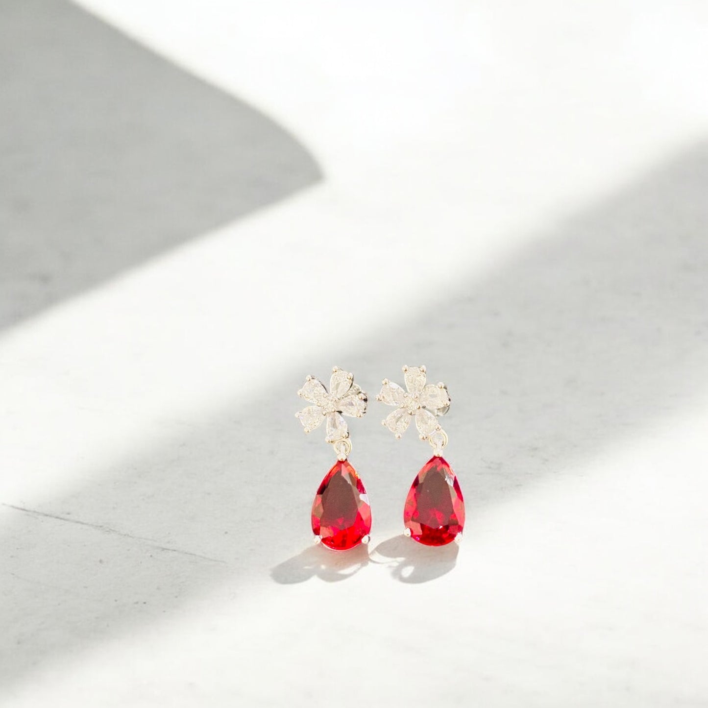 Star Ruby drop 925 Silver Earring