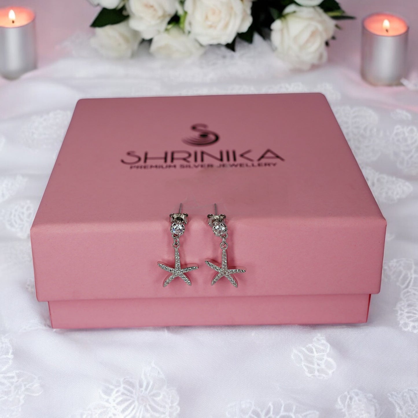 Star fish drop sterling silver earring
