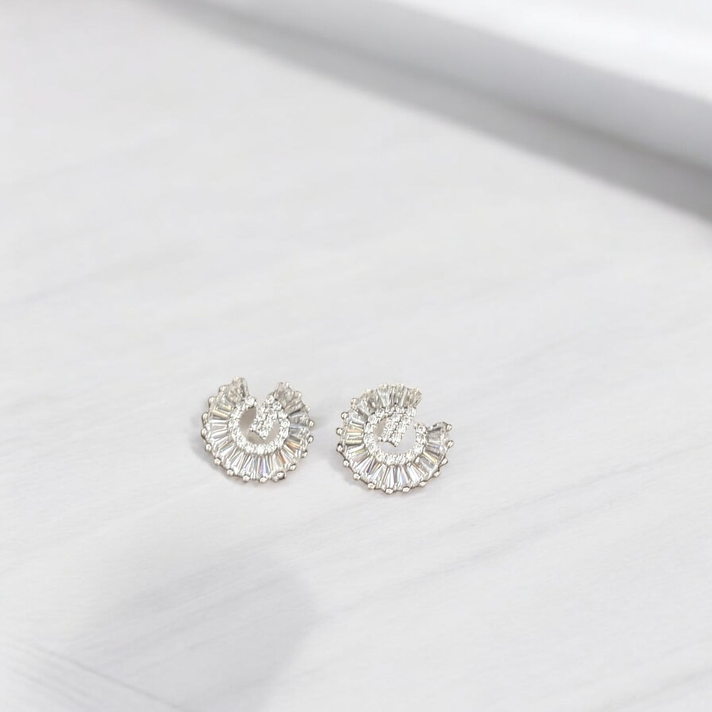 Stellar Veil – Celestial Baguette 925 Silver Earrings