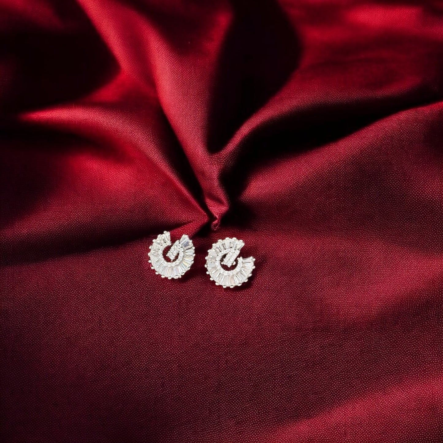 Stellar Veil – Celestial Baguette 925 Silver Earrings