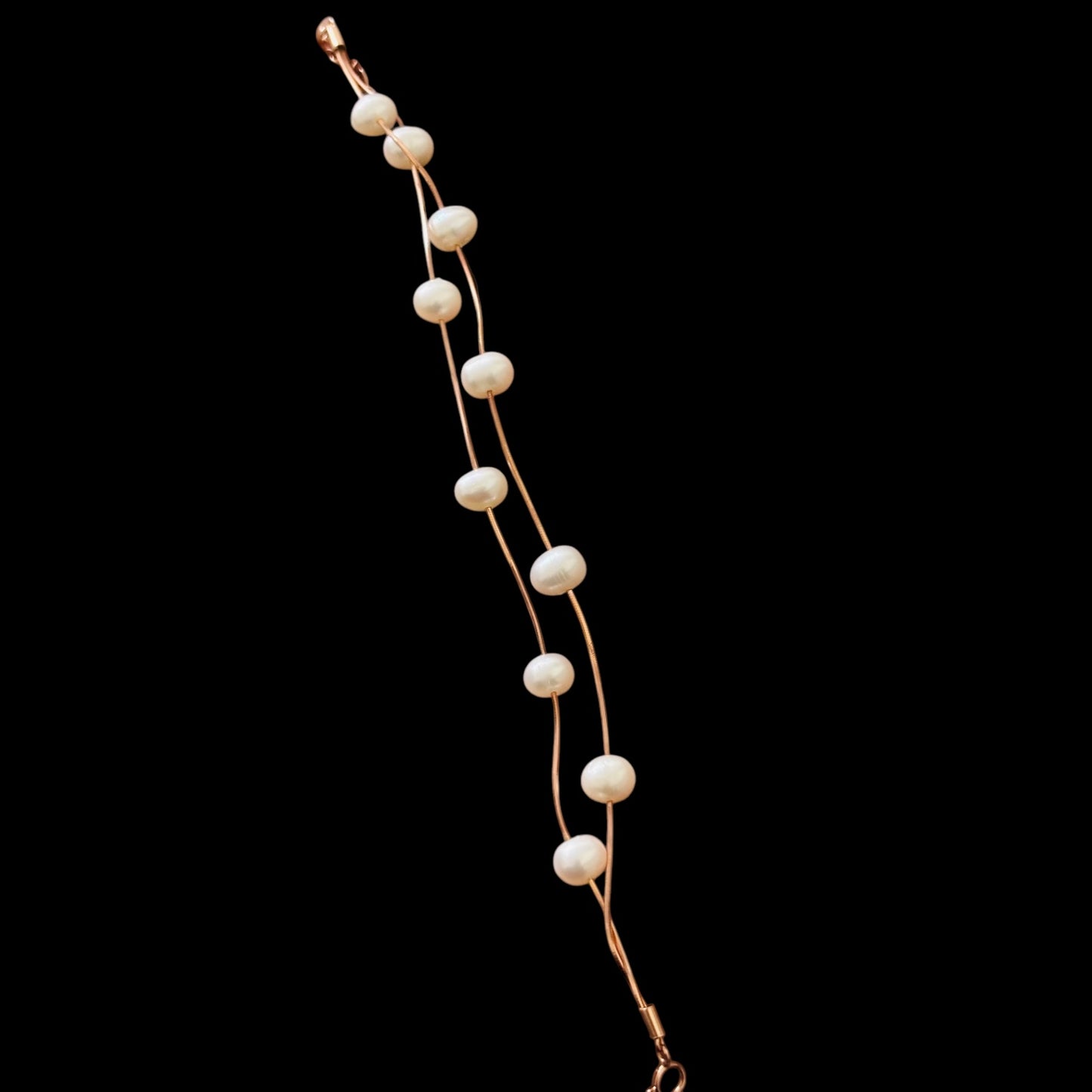 String of pearl Rose gold plated silver bracelet