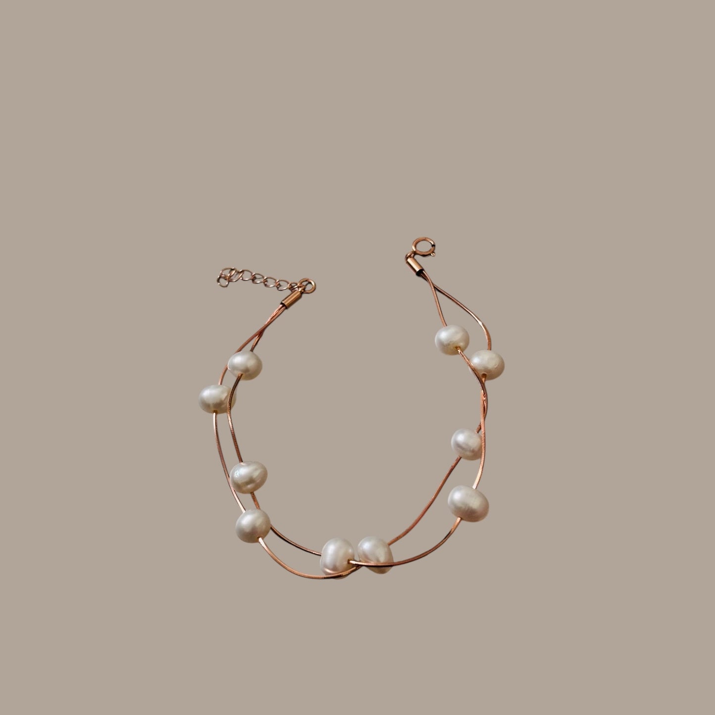 String of pearl Rose gold plated silver bracelet