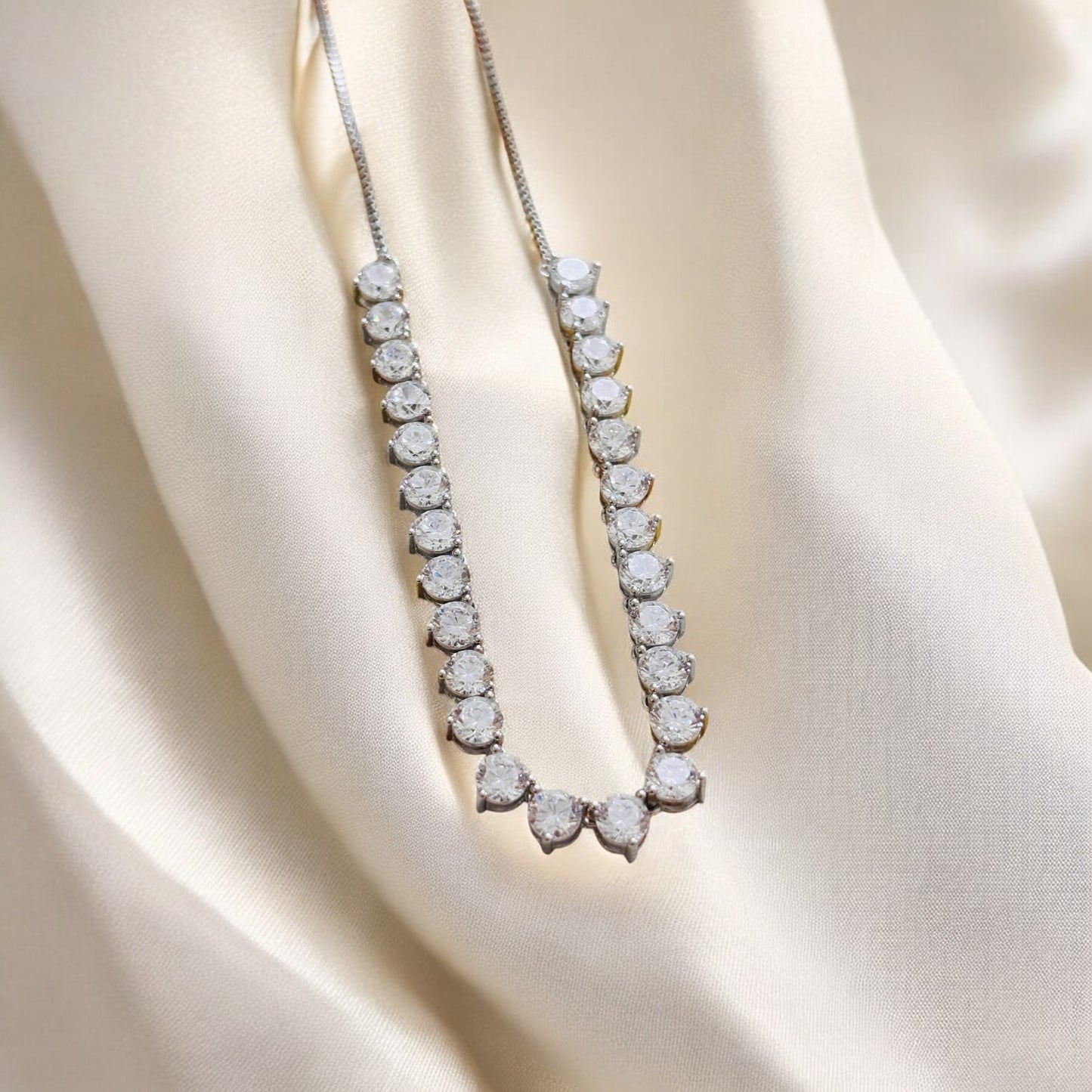 String of solitaire 925 silver necklace set