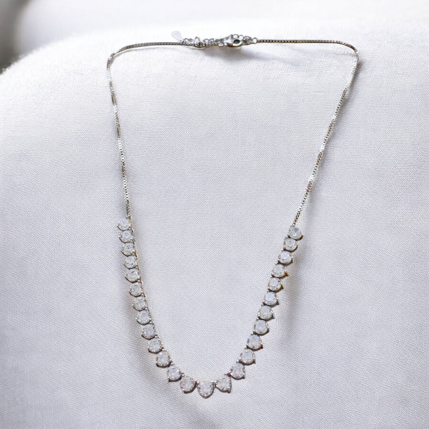 String of solitaire 925 silver necklace set